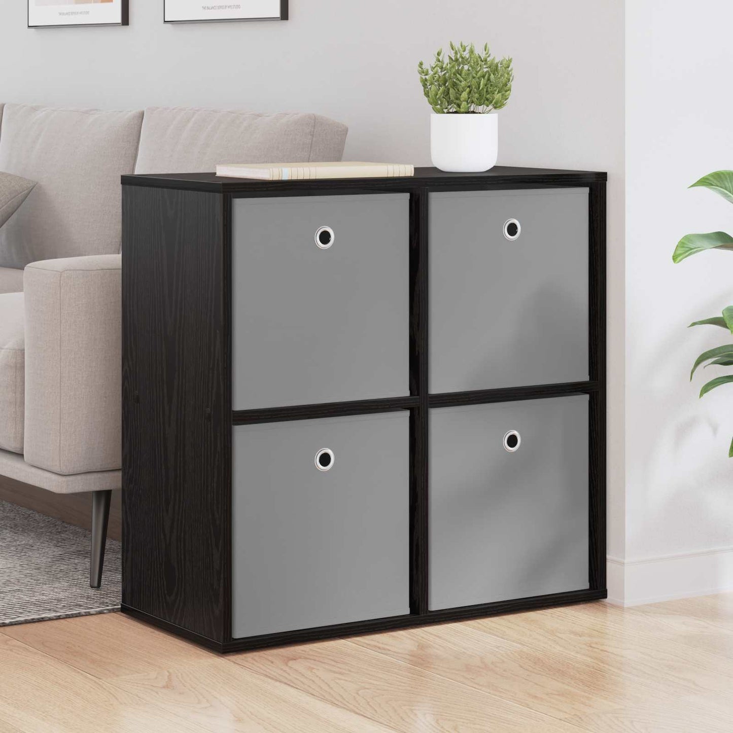 Sideboard Schwarz Eichen-Optik 68,5 x 32 x 67 cm