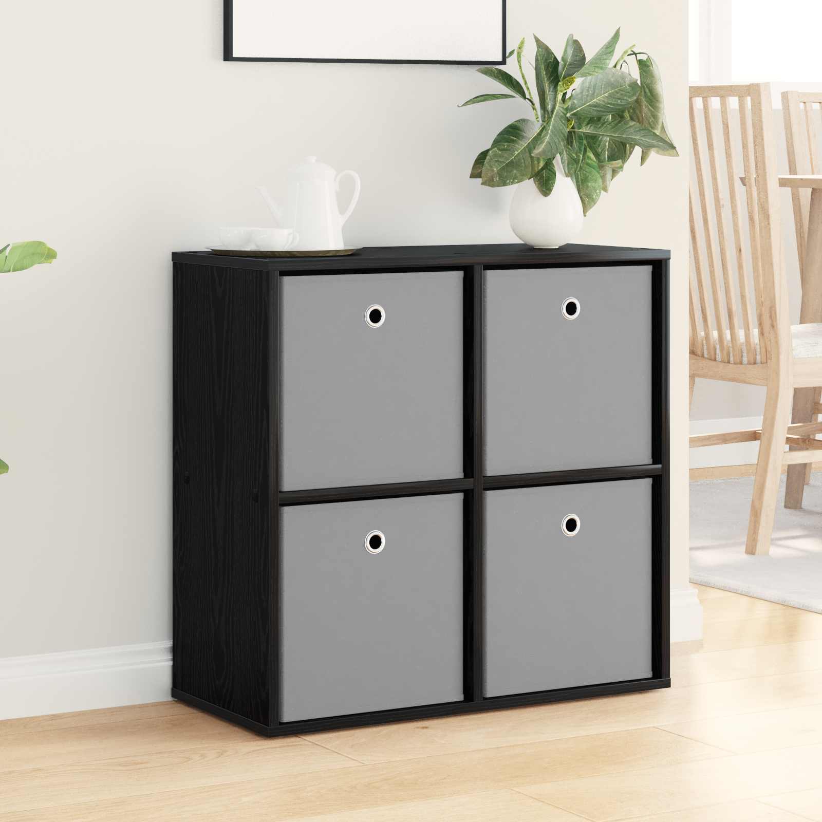 Sideboard Schwarz Eichen-Optik 68,5 x 32 x 67 cm