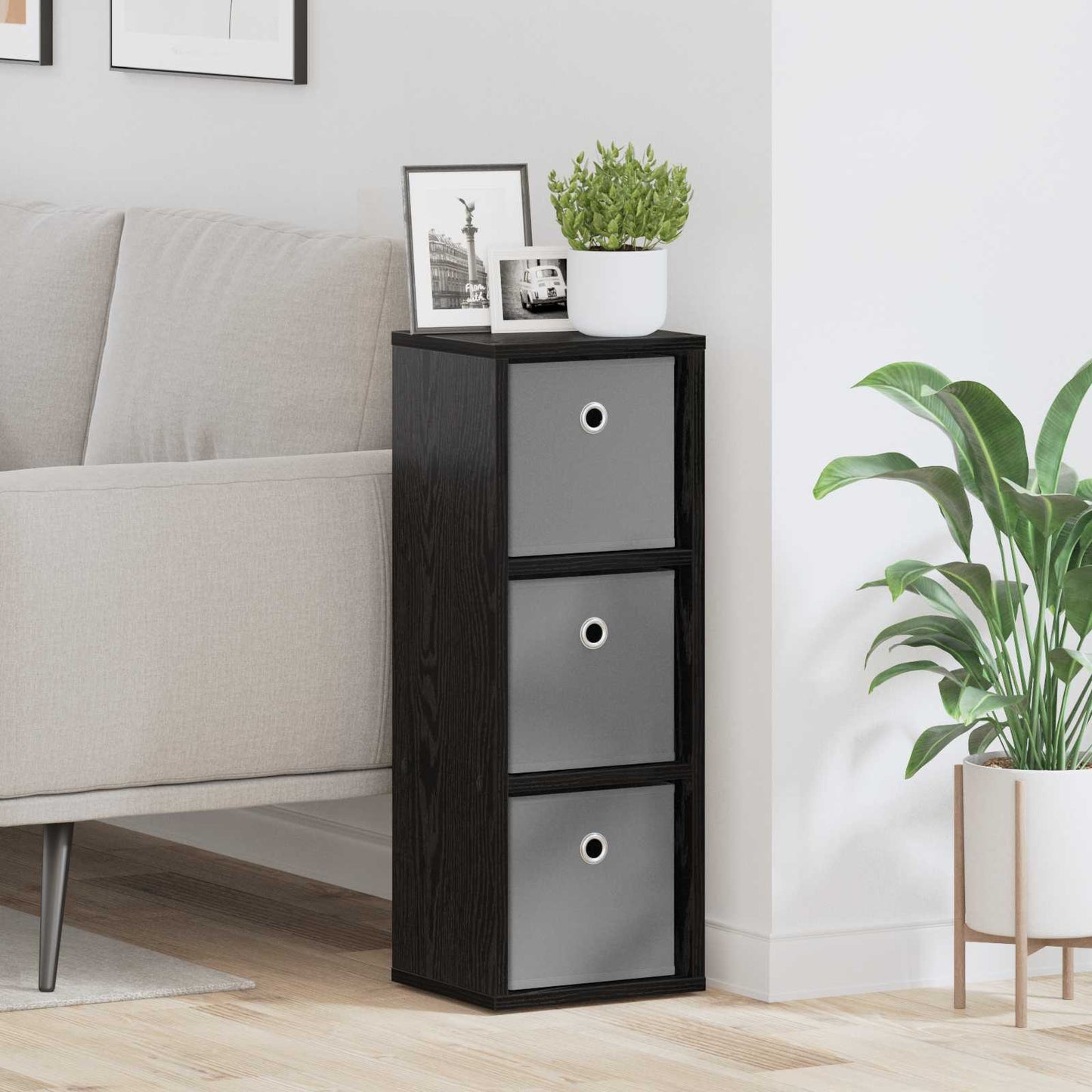 Sideboard Schwarz Eichen-Optik 25,5 x 22 x 69,5 cm