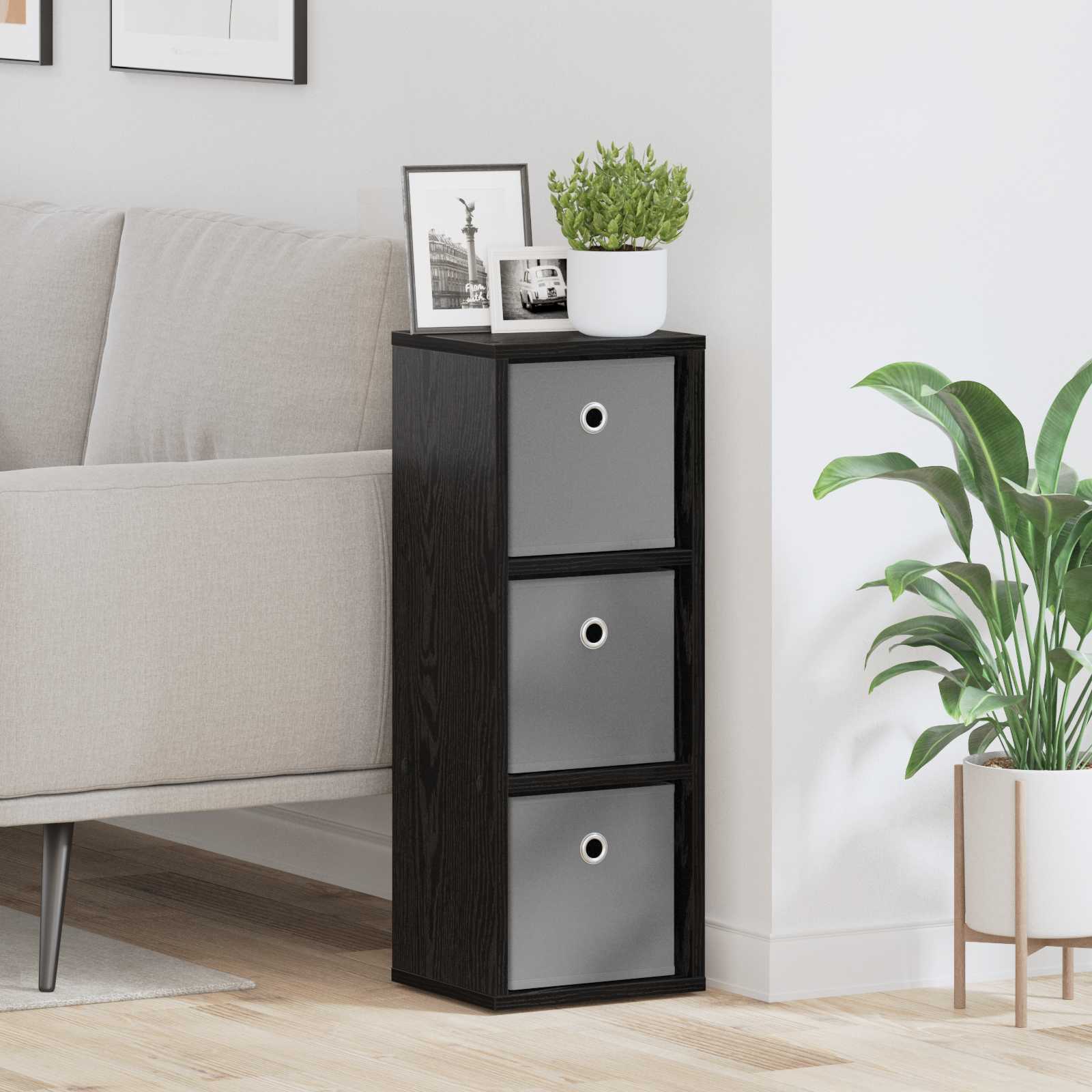 Sideboard Schwarz Eichen-Optik 25,5 x 22 x 69,5 cm