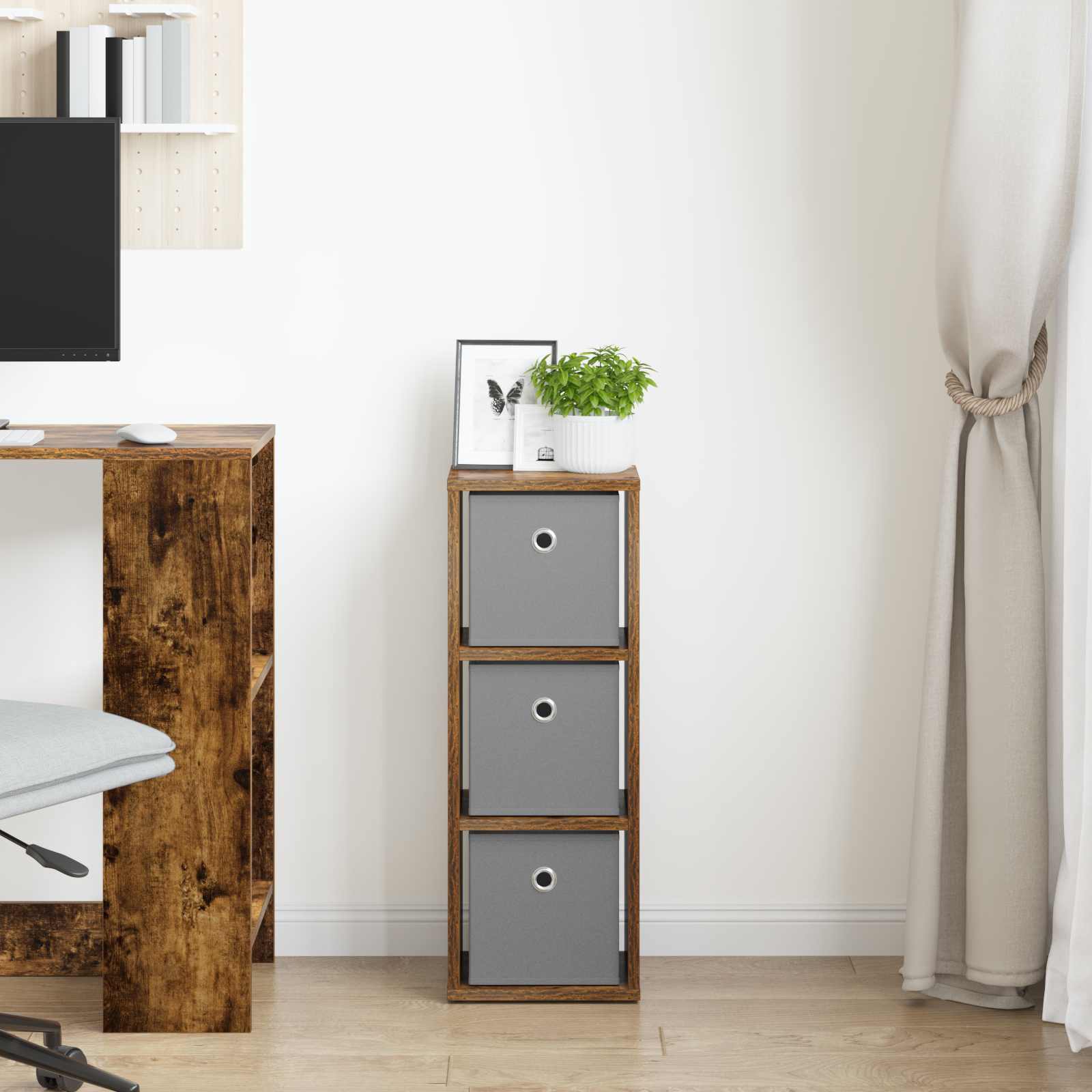 Sideboard mit Schubladen Geräucherte Eiche 25,5 x 22 x 69,5 cm