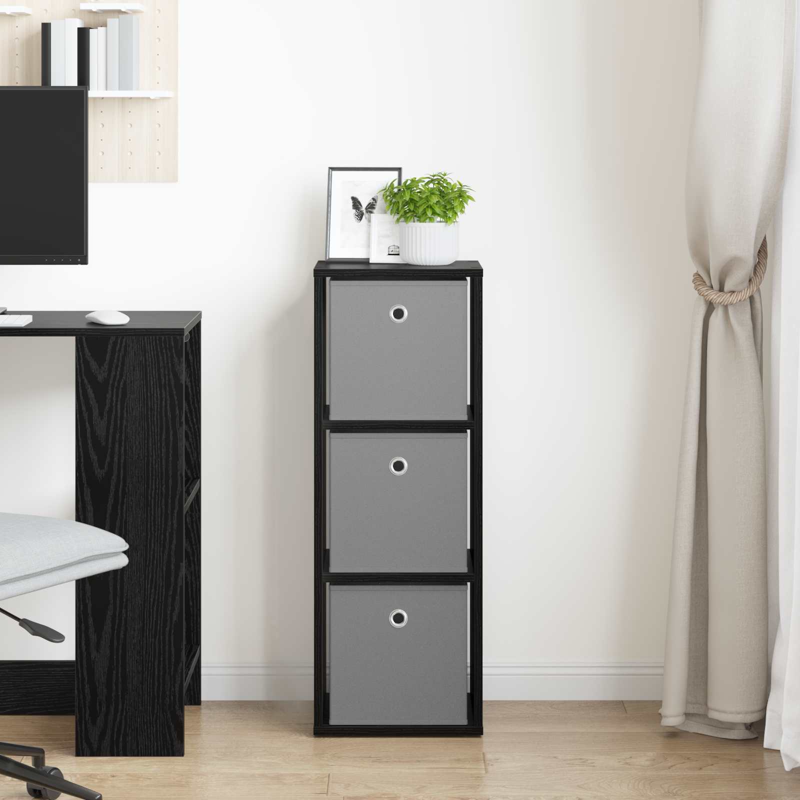 Sideboard Schwarz Eichen-Optik 30,5 x 27 x 84,5 cm