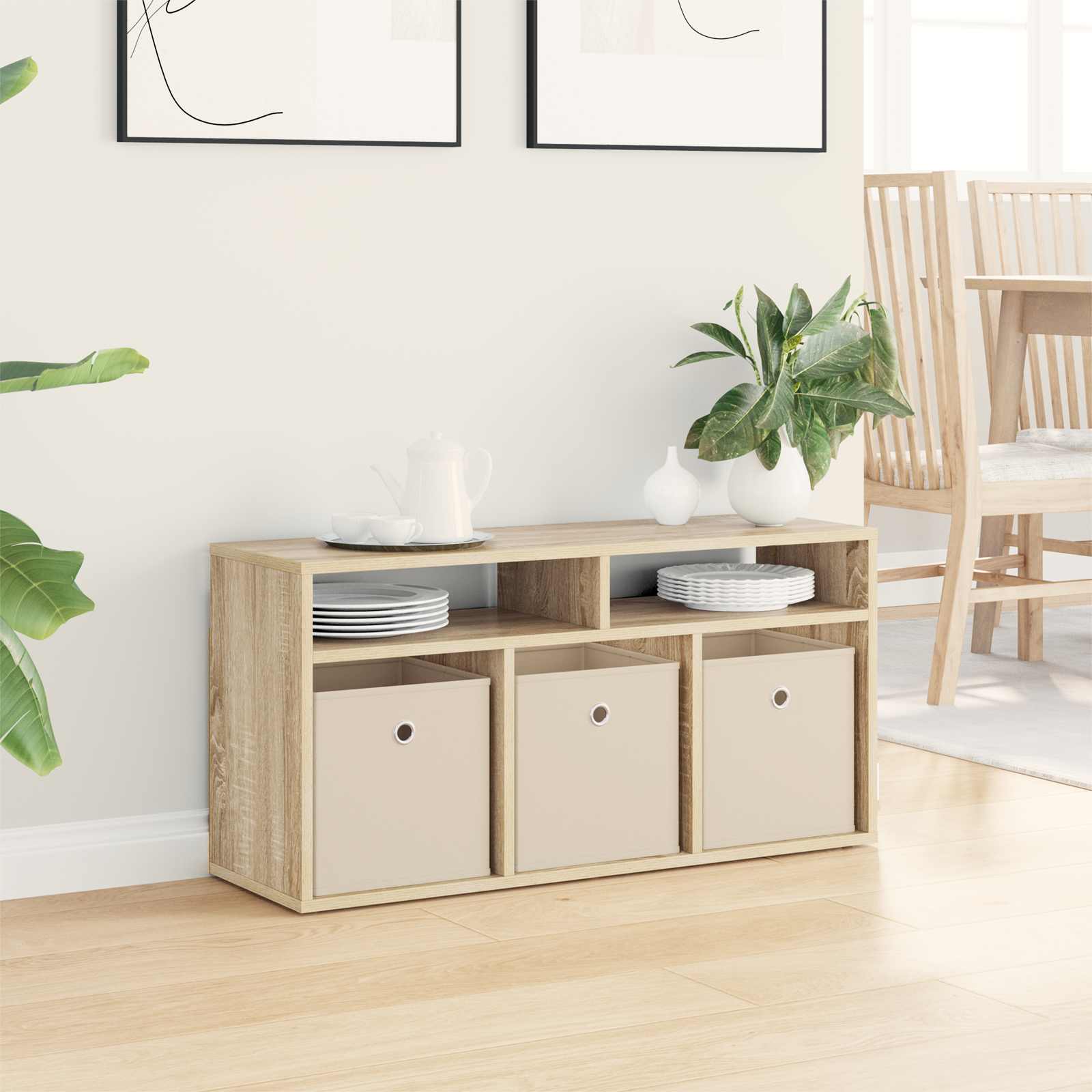 Lowboard mit Schubladen Sonoma-Eiche 87 x 27,5 x 43 cm
