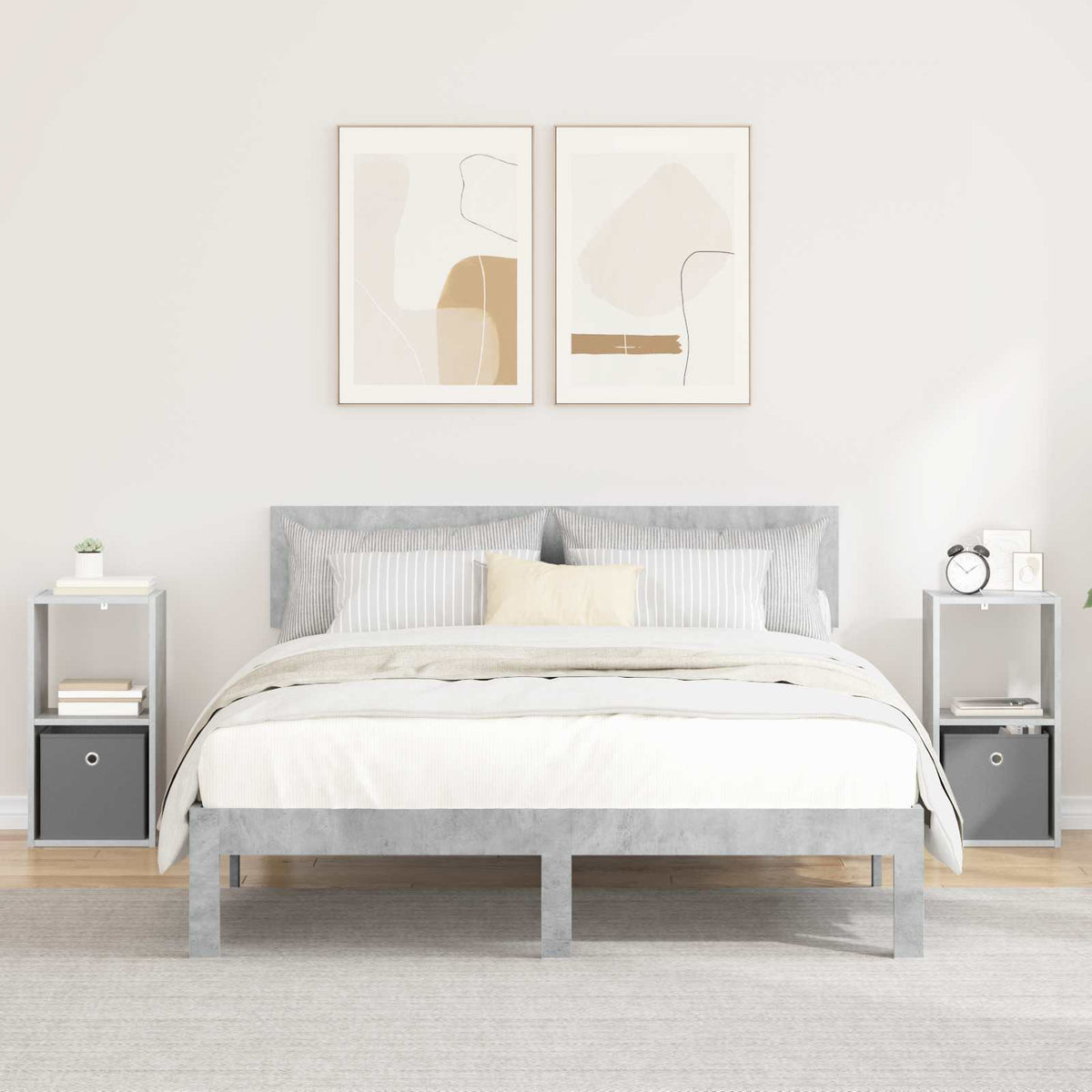 Nachttisch 2 stk. Beton Grau 30,5 x 27 x 59,5 cm Holzwerkstoff