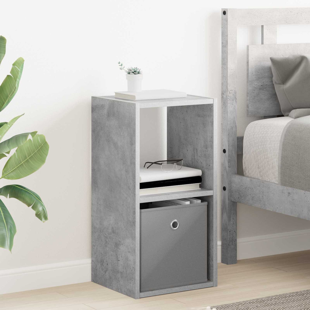 Nachttisch 2 stk. Beton Grau 30,5 x 27 x 59,5 cm Holzwerkstoff