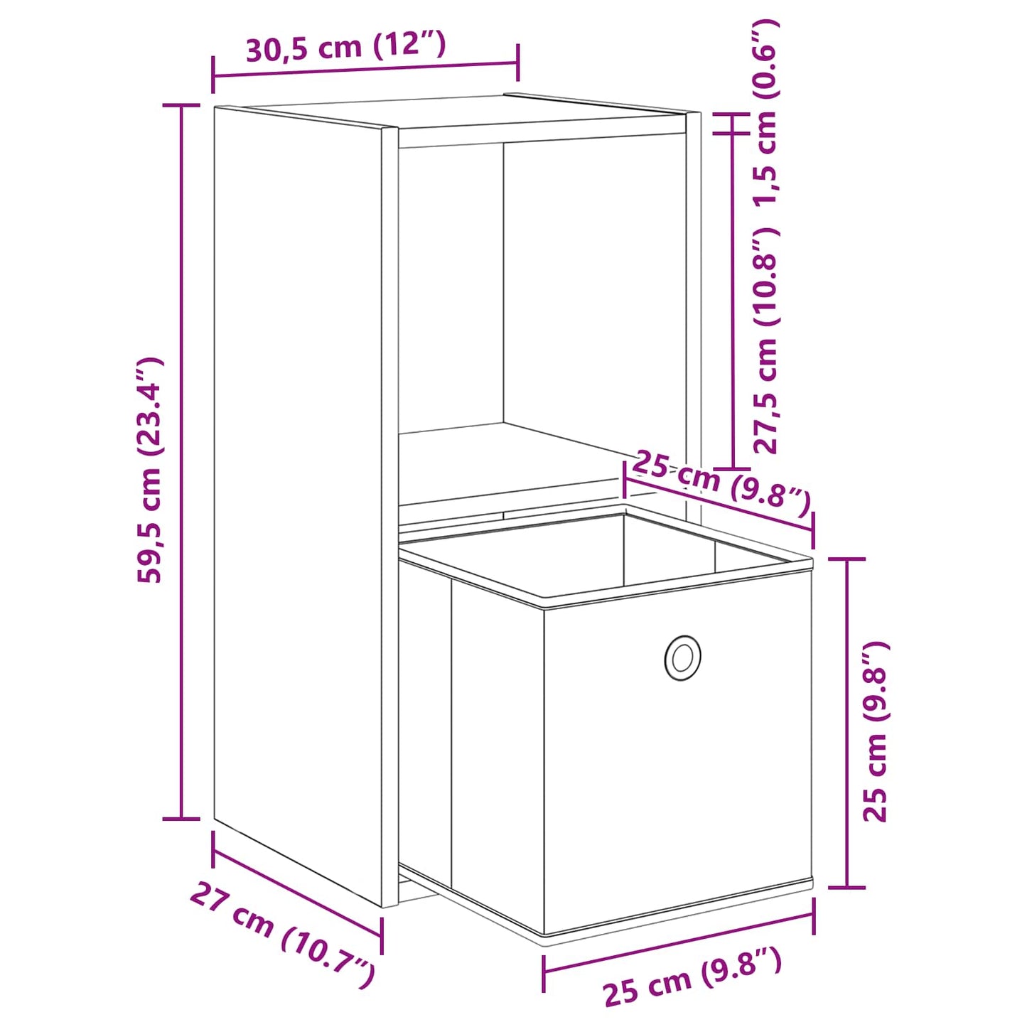 Nachttisch 2 stk. Artisan-Eiche 30,5 x 27 x 59,5 cm