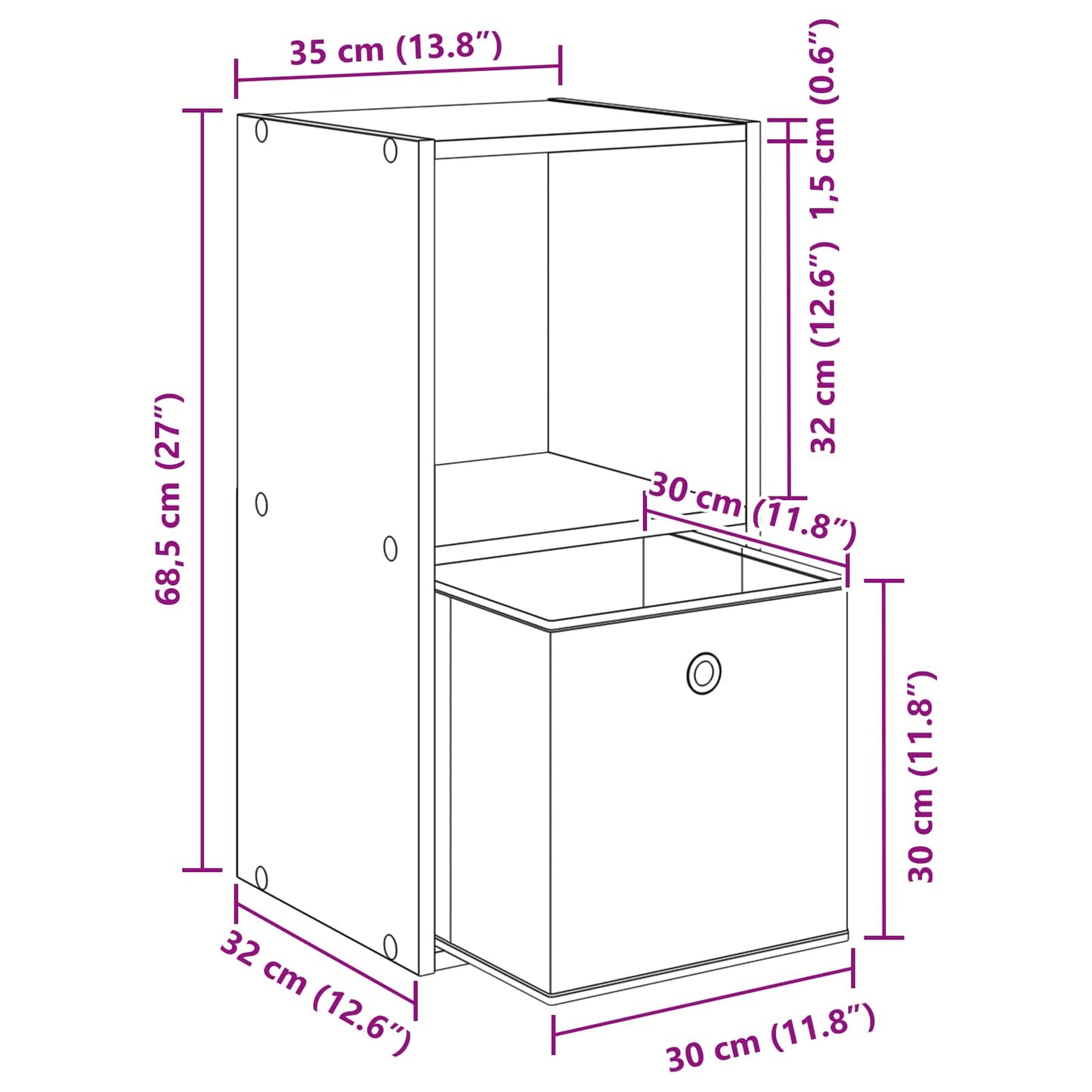 Nachttisch 2 stk. Sonoma-Eiche 35 x 32 x 68,5 cm Holzwerkstoff