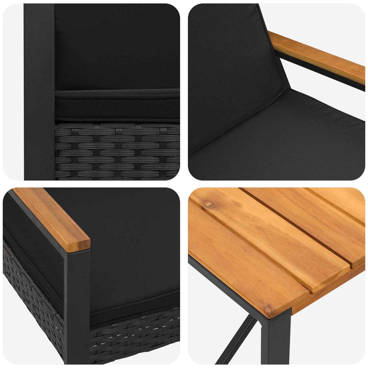Gartenmöbel Set 4 Stk. Schwarz Poly-Rattan
