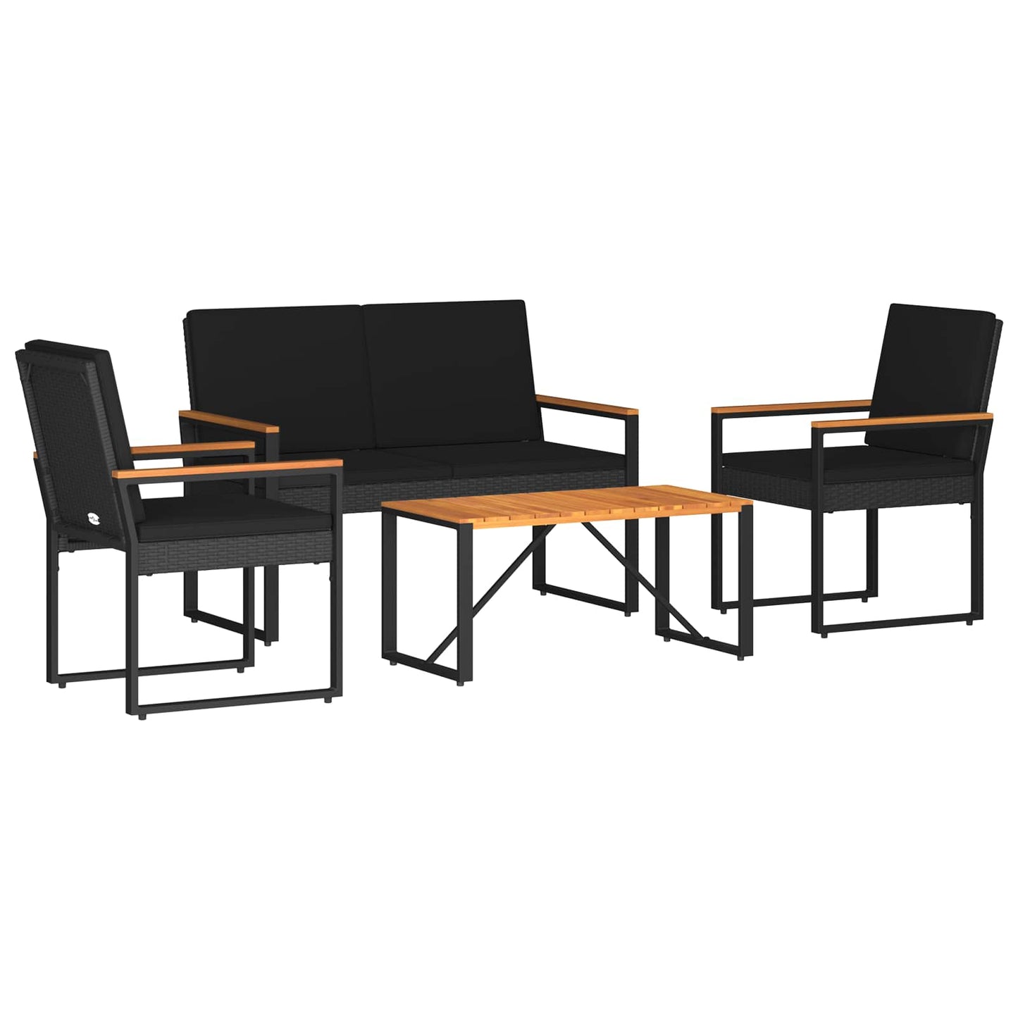 Gartenmöbel Set 4 Stk. Schwarz Poly-Rattan