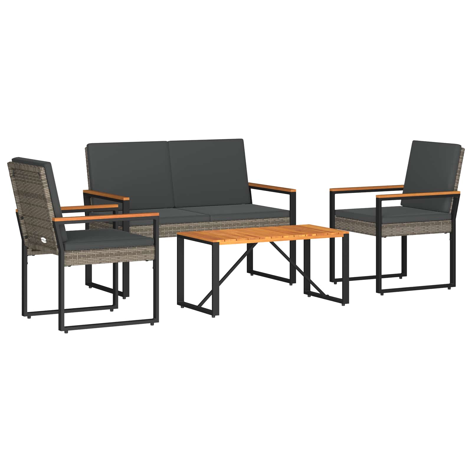 Gartenmöbel Set 4 Stk. Grau und Dunkelgrau Poly-Rattan