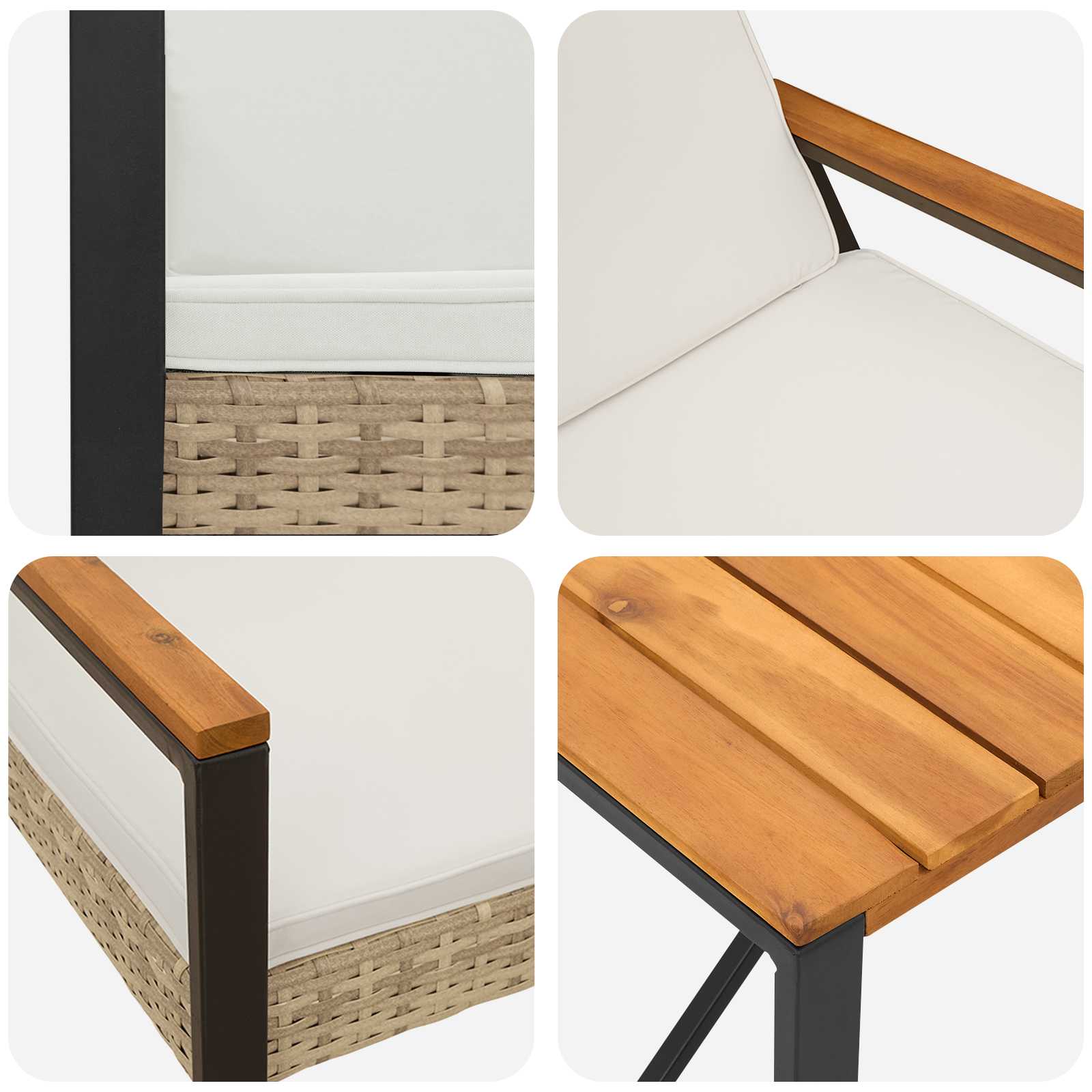 Gartenmöbel Set 4 Stk. Beige und Cremeweiß Poly-Rattan