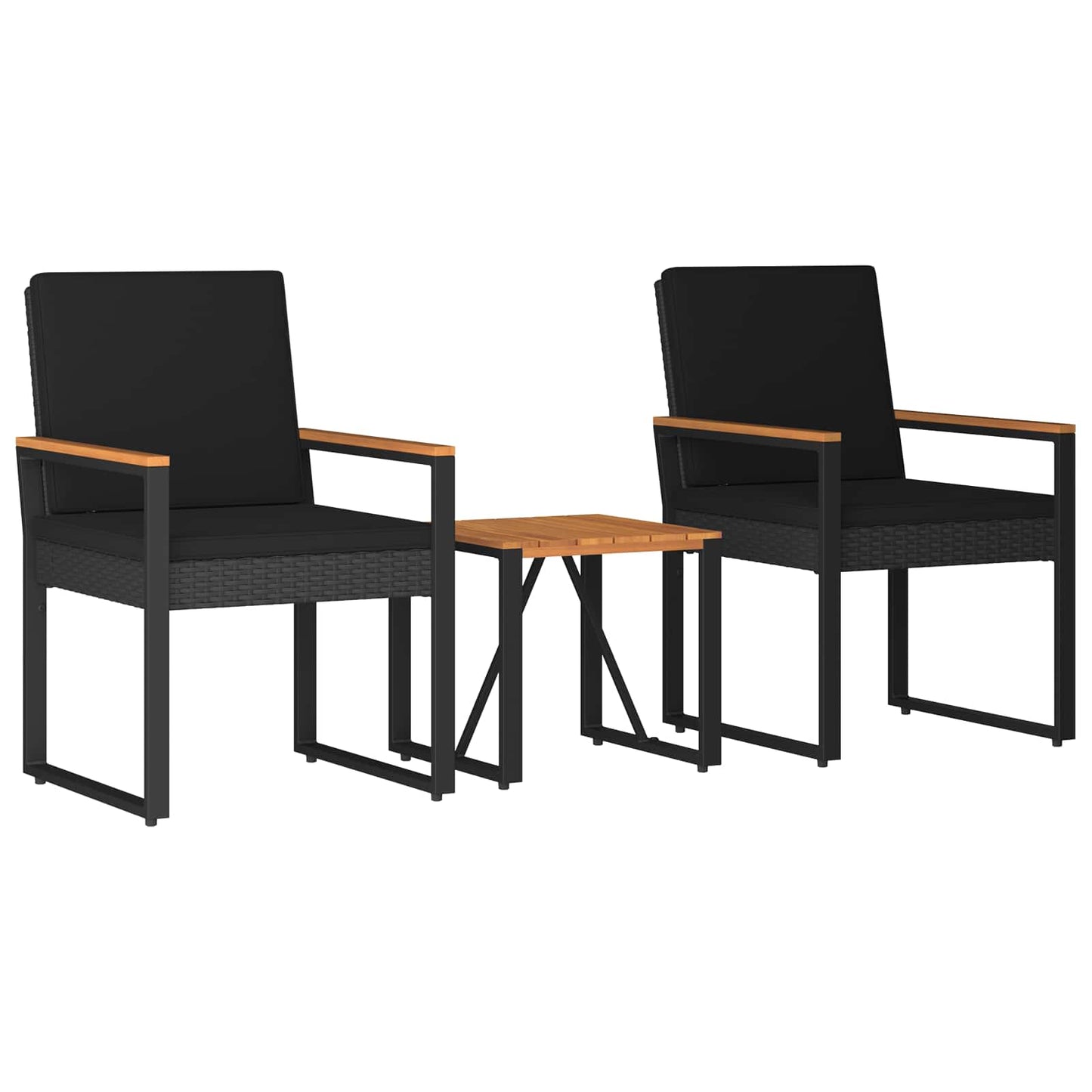 Gartenmöbel Set 3 stk. Schwarz Poly-Rattan