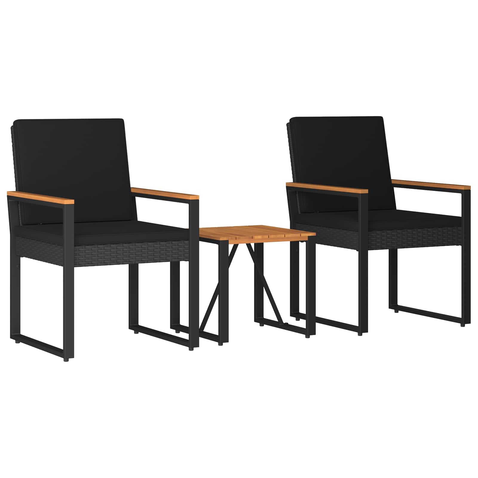 Gartenmöbel Set 3 stk. Schwarz Poly-Rattan