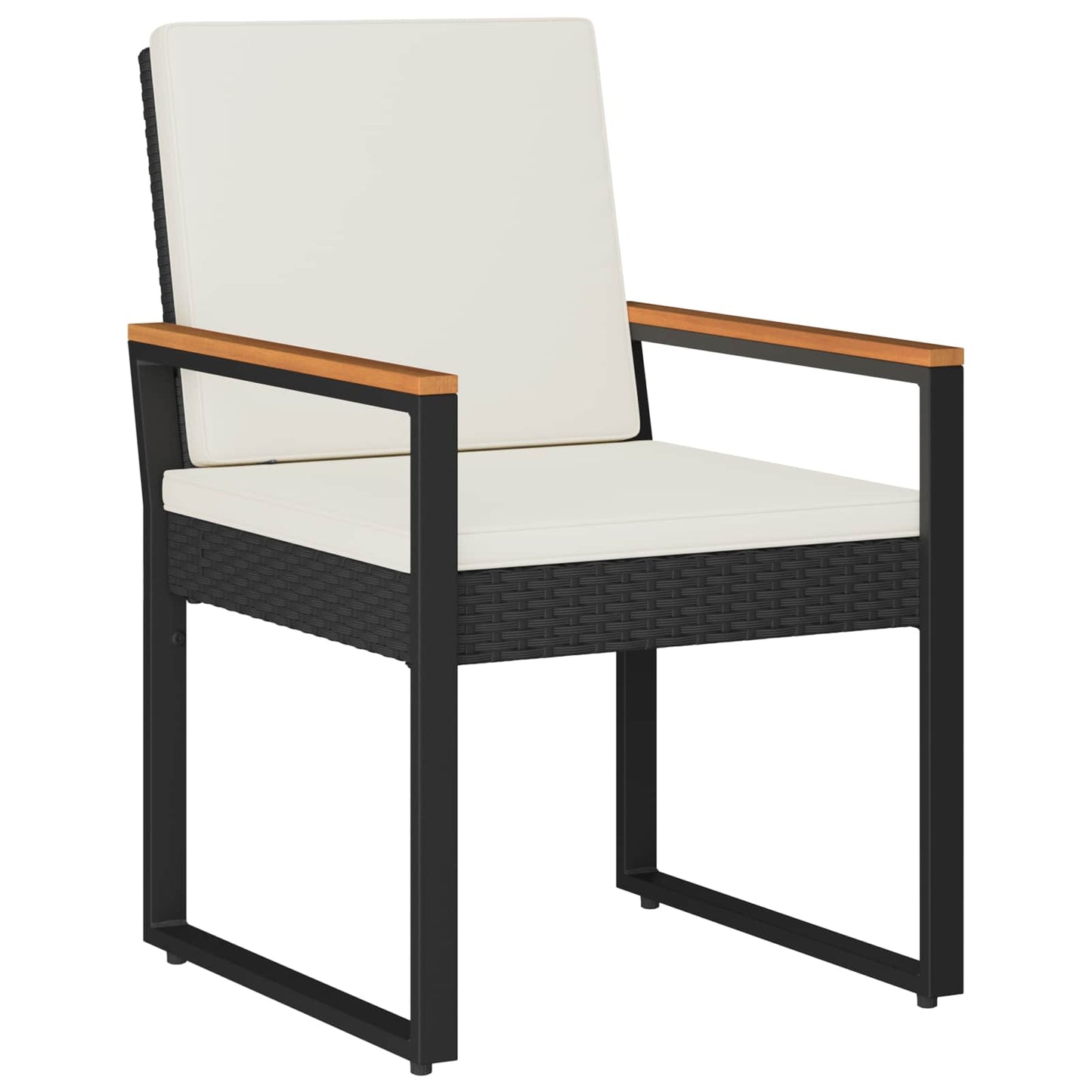 Gartenmöbel Set 3 Stk. Schwarz und Cremeweiß Poly-Rattan