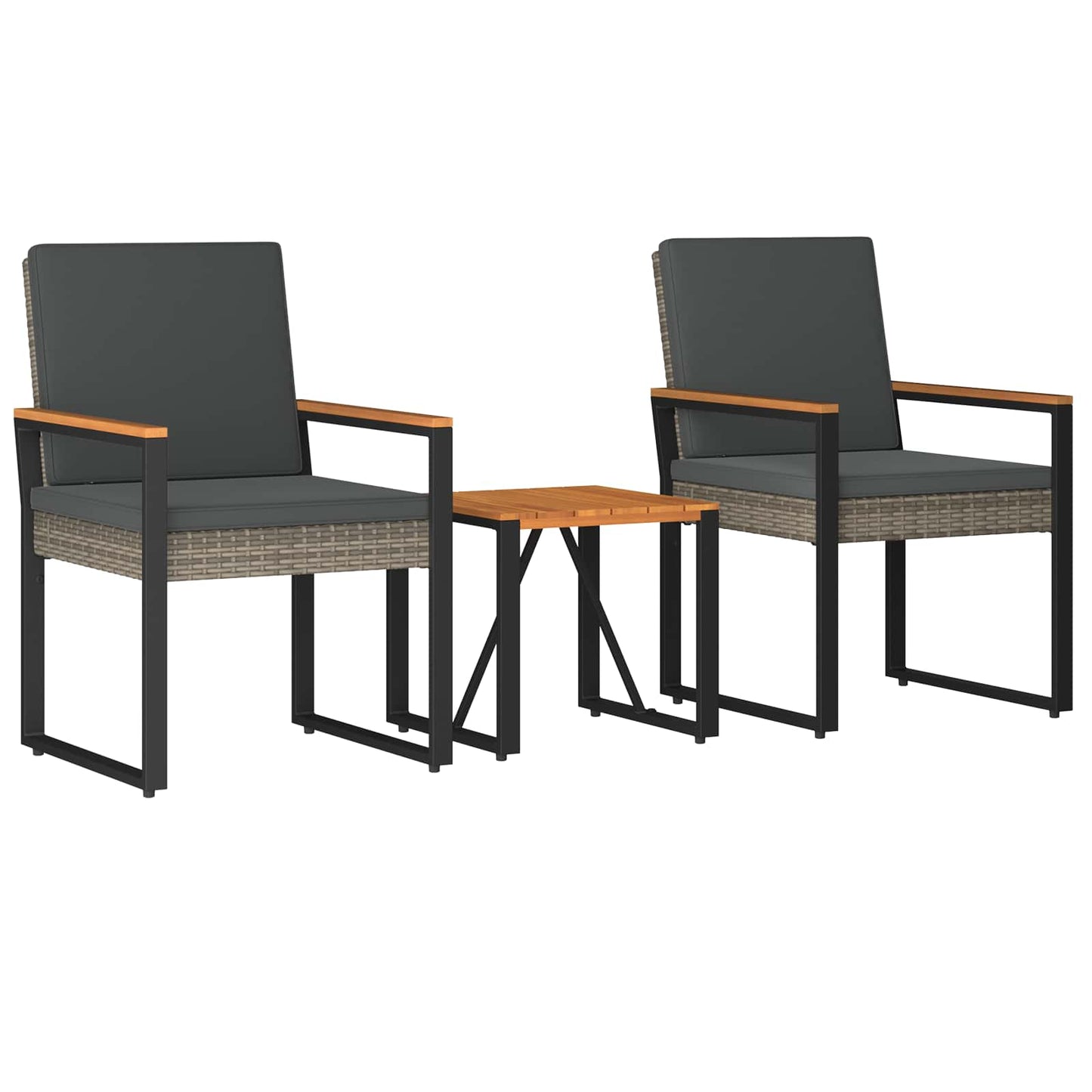Gartenmöbel Set 3 Stk. Grau und Dunkelgrau Poly-Rattan