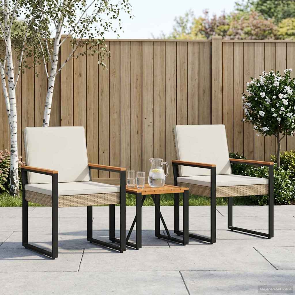 Gartenmöbel Set 3 Stk. Beige und Cremeweiß Poly-Rattan