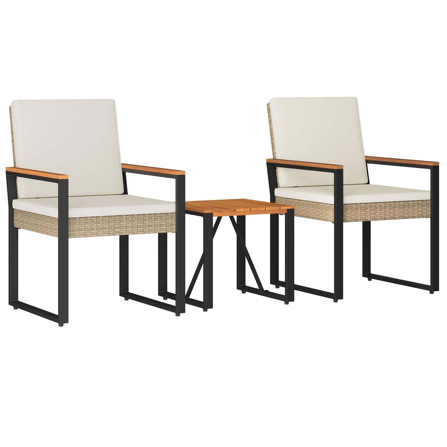 Gartenmöbel Set 3 Stk. Beige und Cremeweiß Poly-Rattan