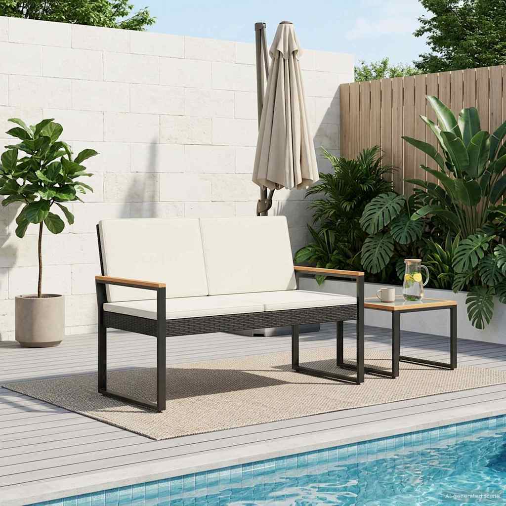 Bank Outdoor 2 -Seater 107 x 61 x 80 cm Poly-Rattan Rechteckig