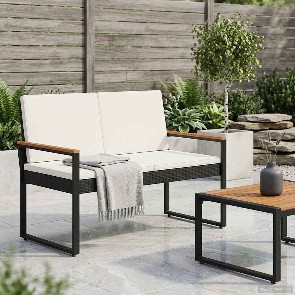 Bank Outdoor 2 -Seater 107 x 61 x 80 cm Poly-Rattan Rechteckig
