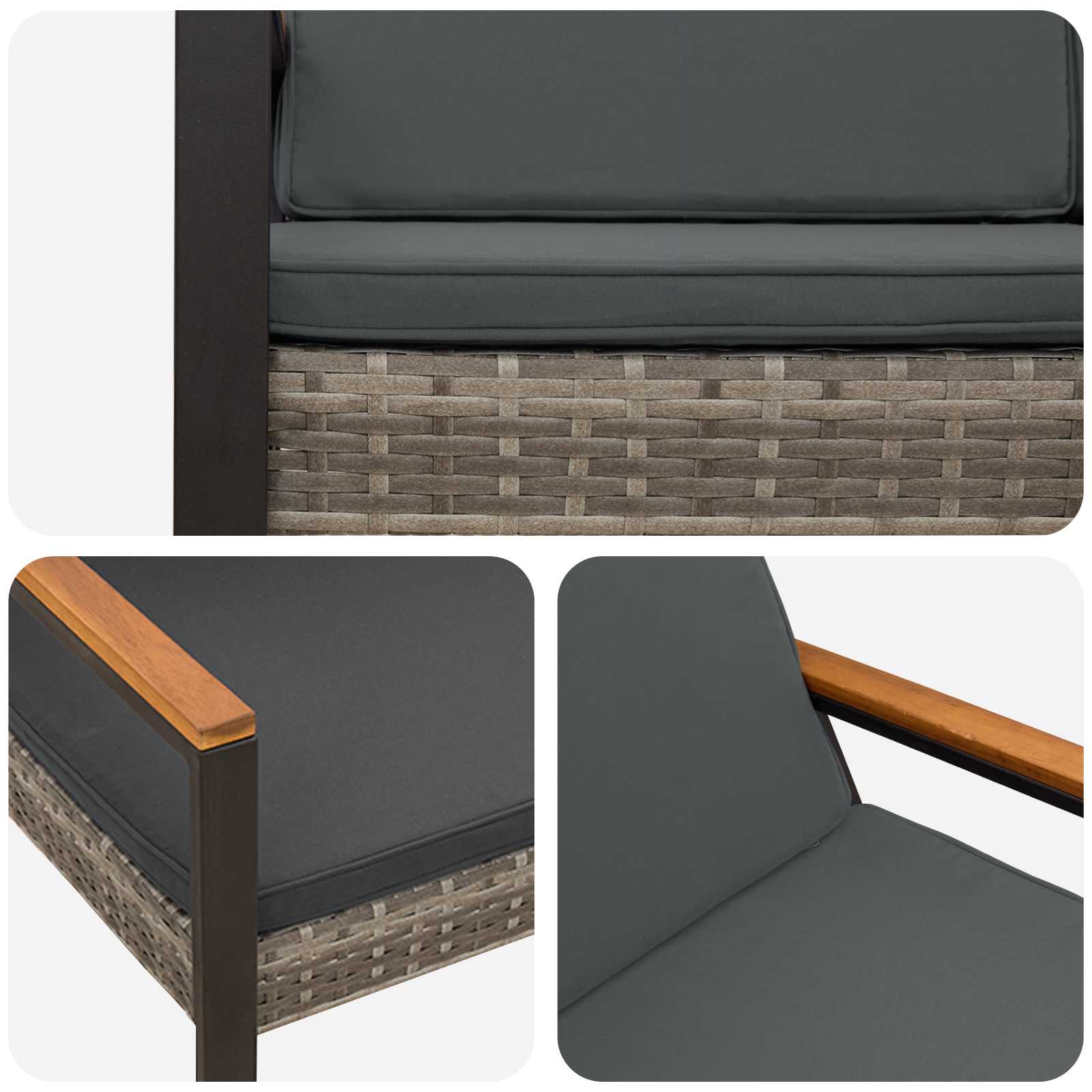 Bank Outdoor 2 -Seater 107 x 61 x 80 cm Poly-Rattan Rechteckig