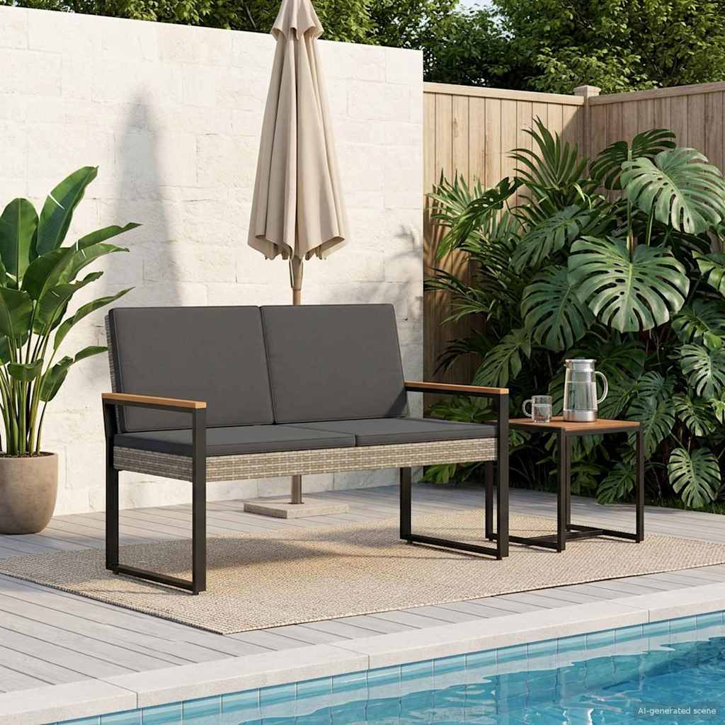 Bank Outdoor 2 -Seater 107 x 61 x 80 cm Poly-Rattan Rechteckig