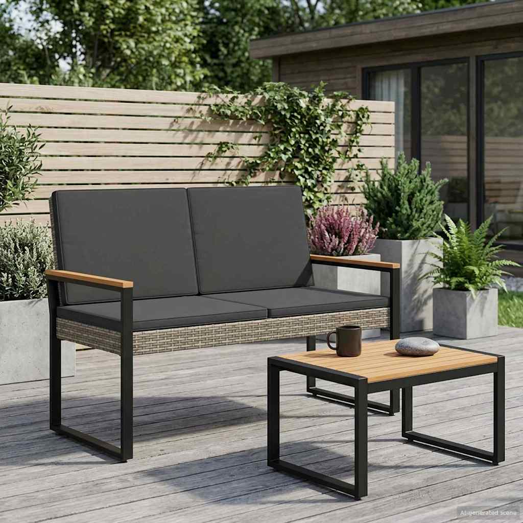 Bank Outdoor 2 -Seater 107 x 61 x 80 cm Poly-Rattan Rechteckig