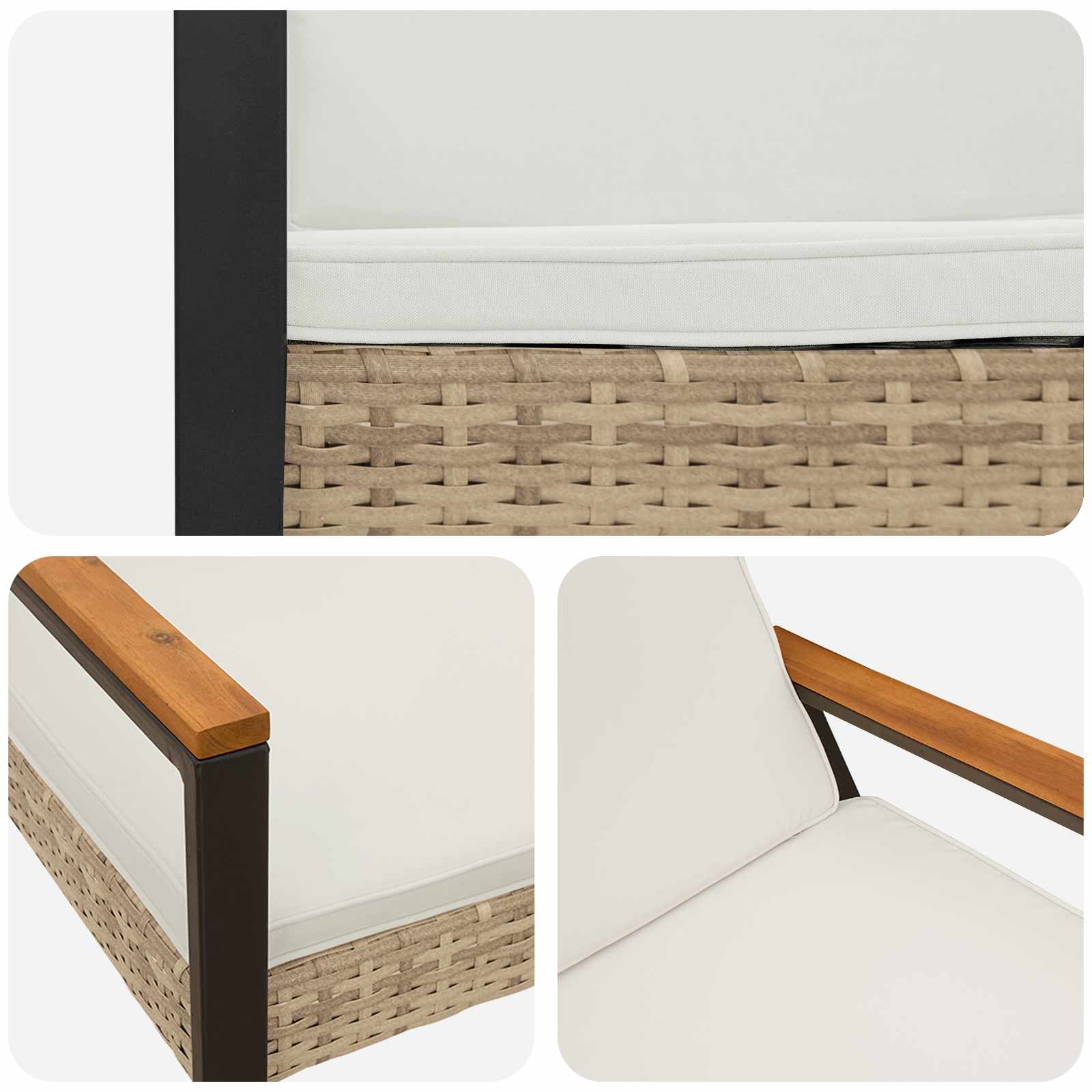 Bank Outdoor 2 -Seater 107 x 61 x 80 cm Poly-Rattan Rechteckig