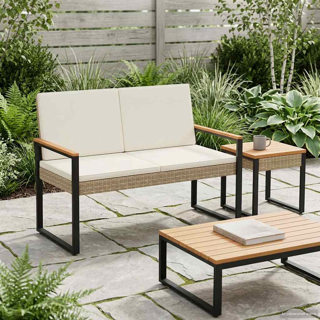 Bank Outdoor 2 -Seater 107 x 61 x 80 cm Poly-Rattan Rechteckig