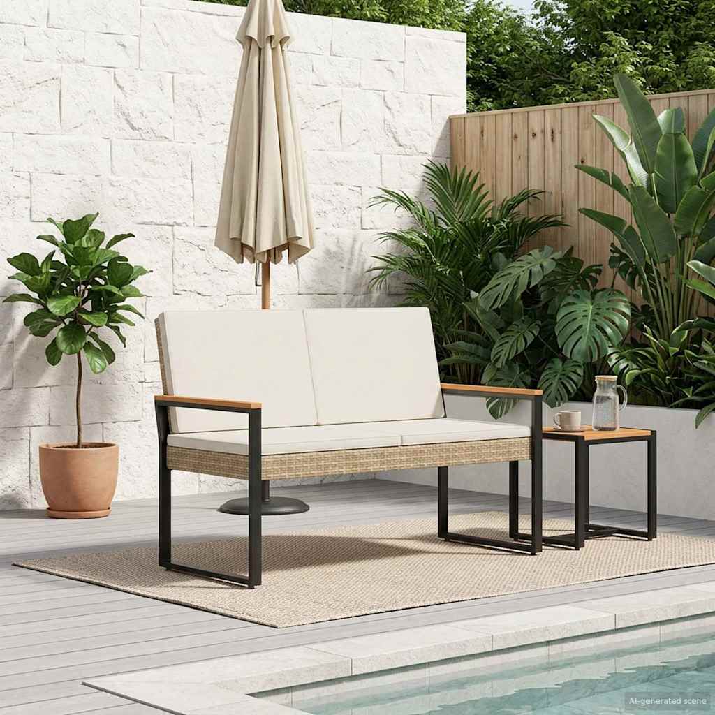 Bank Outdoor 2 -Seater 107 x 61 x 80 cm Poly-Rattan Rechteckig
