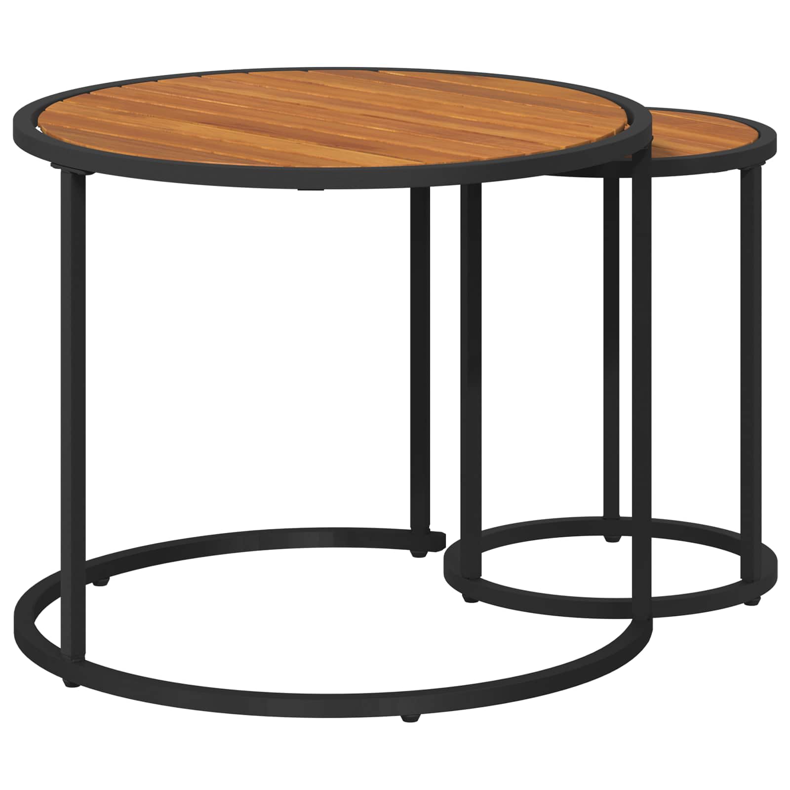 Kaffeetisch Set 2 Stk. Natürlich und Schwarz 55 x 55 x 45 cm