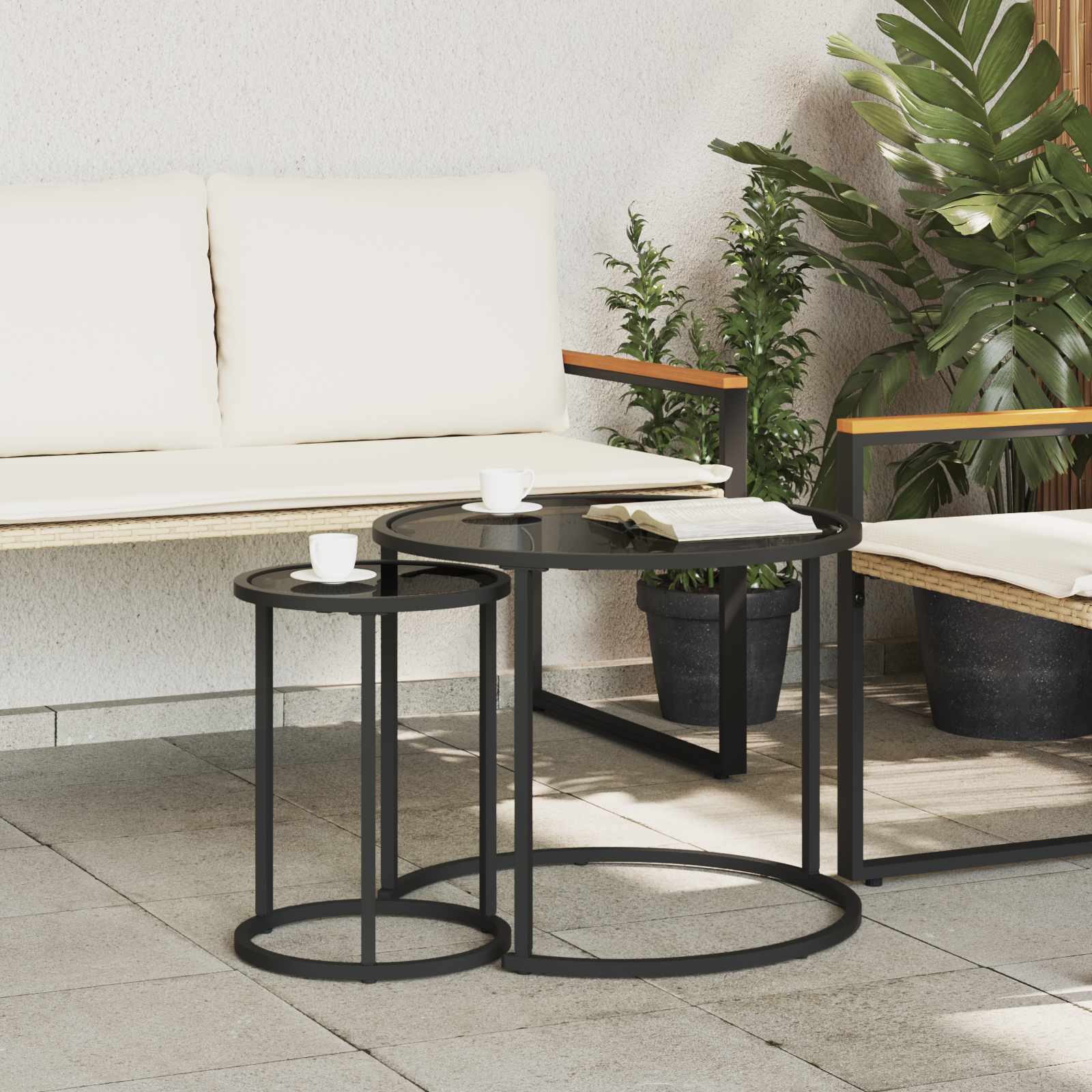 Kaffeetisch Set 2 Stk. 55 x 55 x 45 cm Stahl