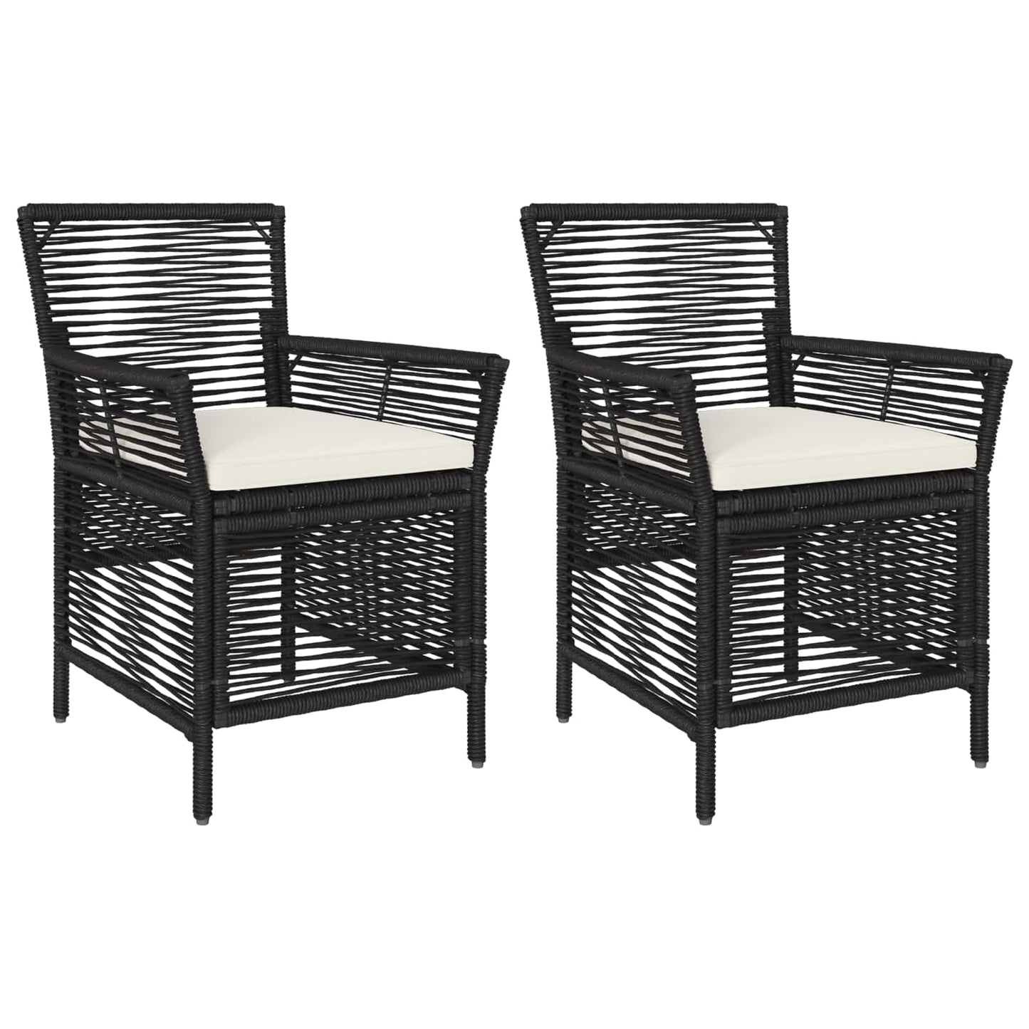 Gartenstuhl 2 stk. Schwarz und Creme Poly-Rattan