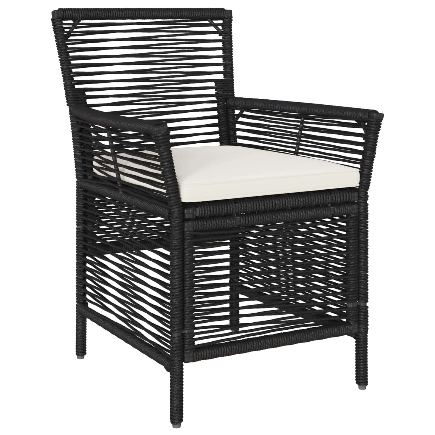 Gartenstuhl 2 Stk. Schwarz und Creme Poly-Rattan