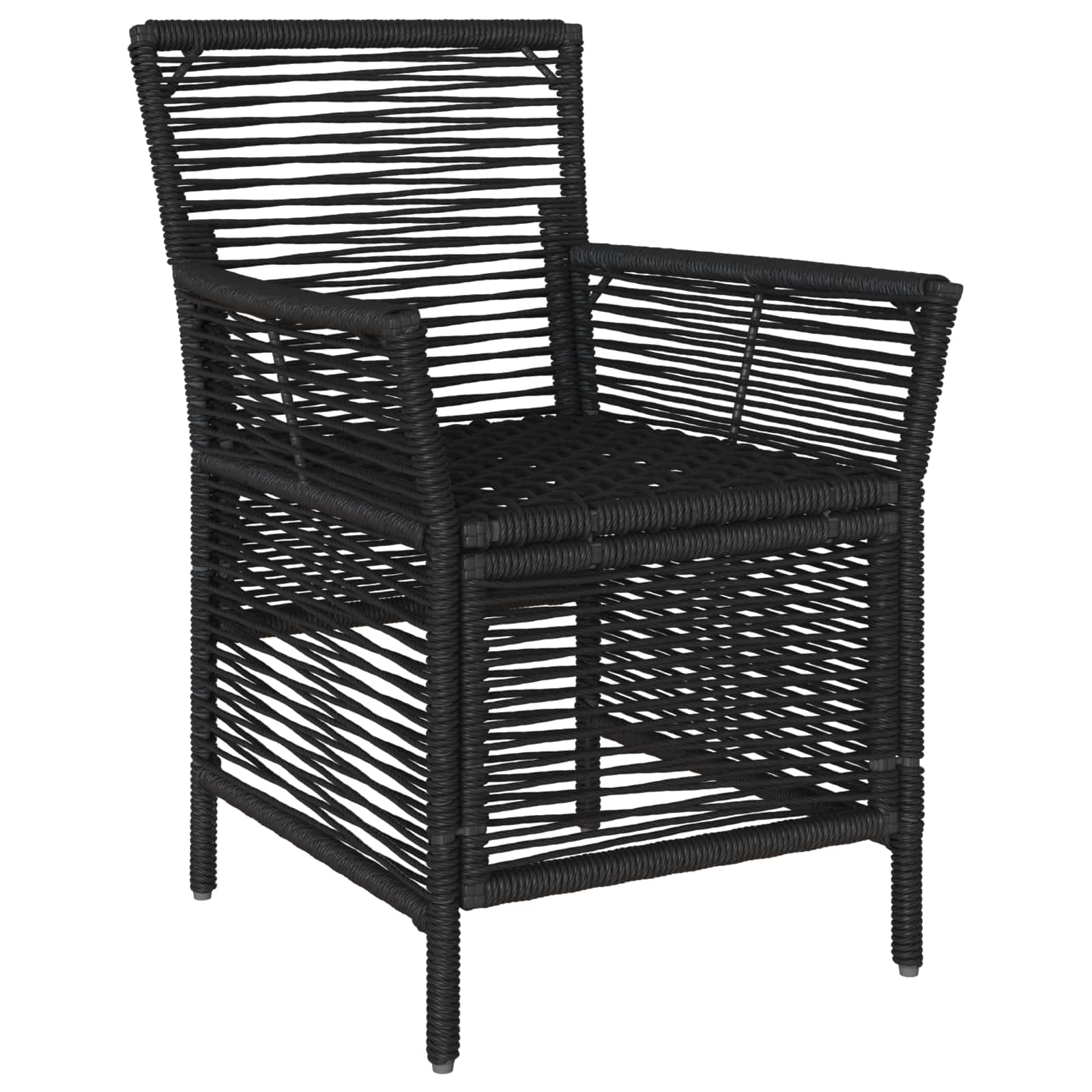 Gartenstuhl 2 Stk. Schwarz und Creme Poly-Rattan