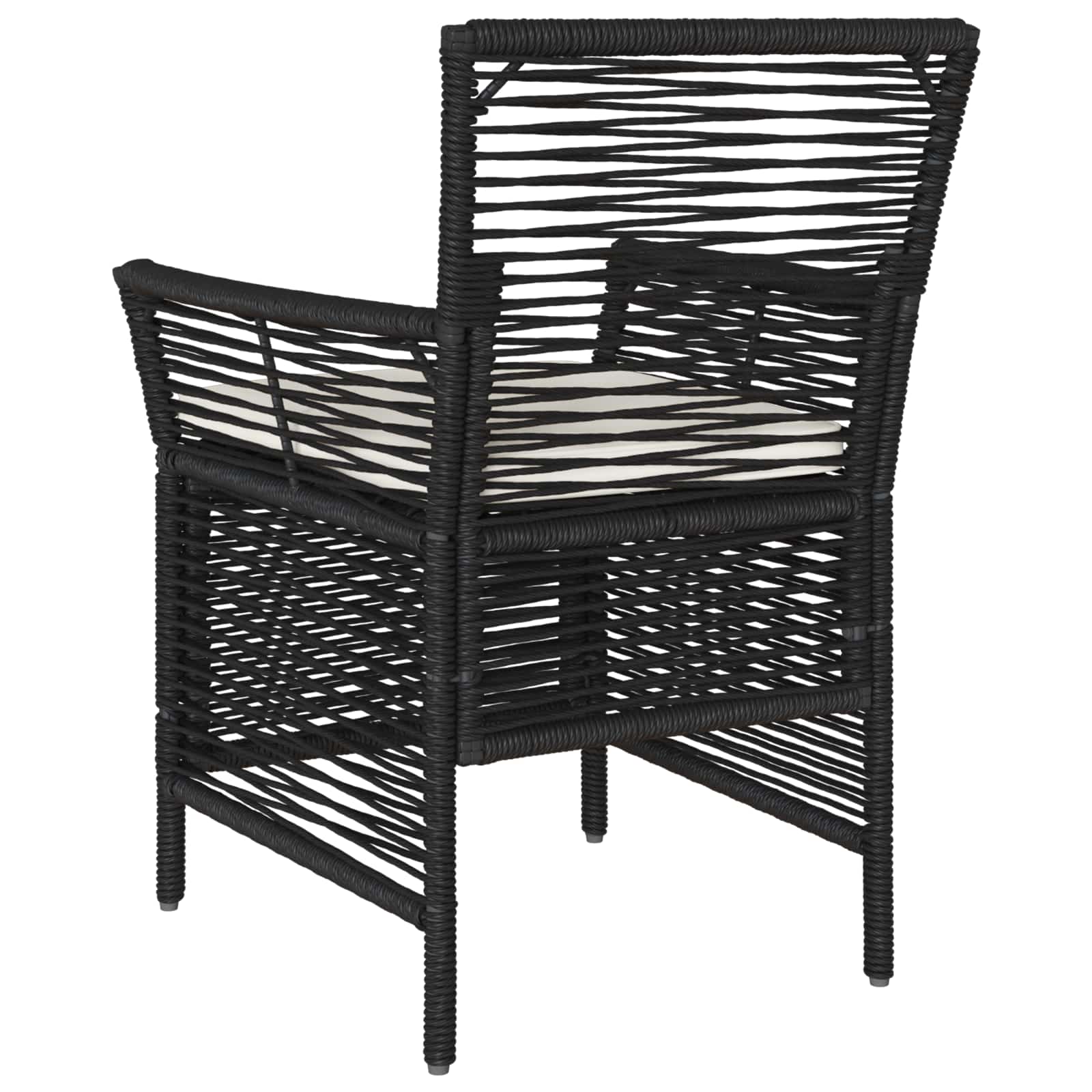 Gartenstuhl 2 Stk. Schwarz und Creme Poly-Rattan
