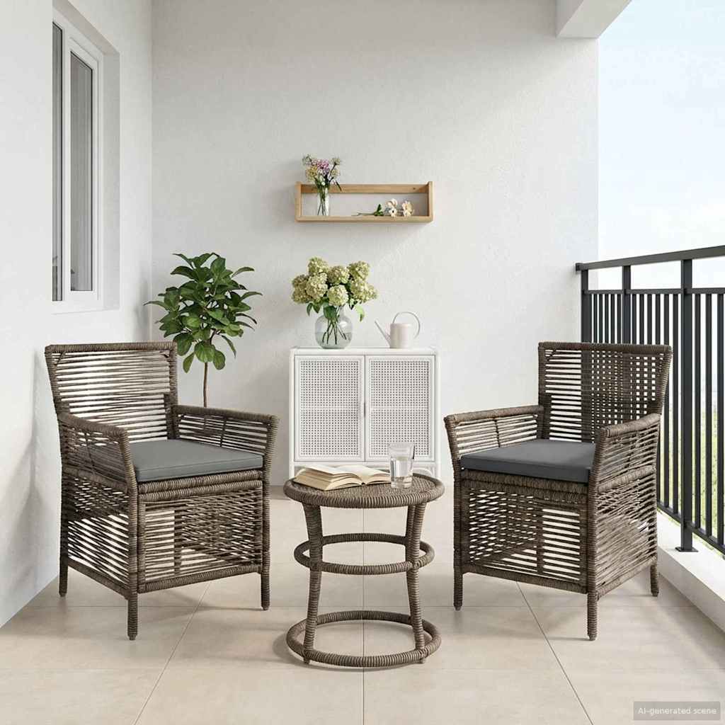 Gartenstuhl 2 stk. Grau und Dunkelgrau Poly-Rattan