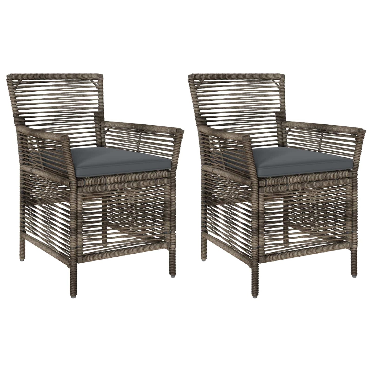 Gartenstuhl 2 Stk. Grau und Dunkelgrau Poly-Rattan