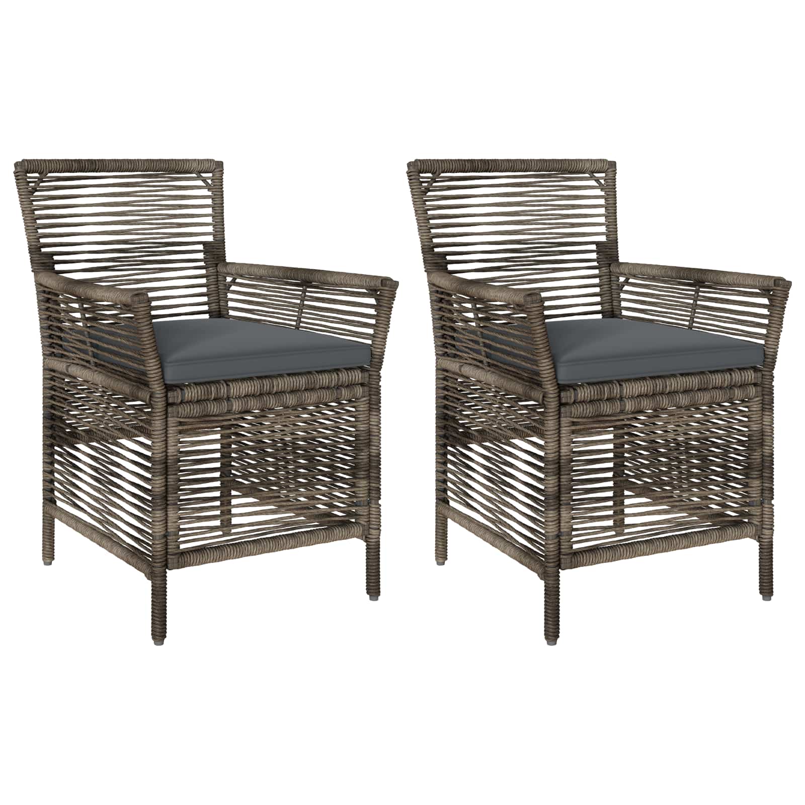 Gartenstuhl 2 Stk. Grau und Dunkelgrau Poly-Rattan