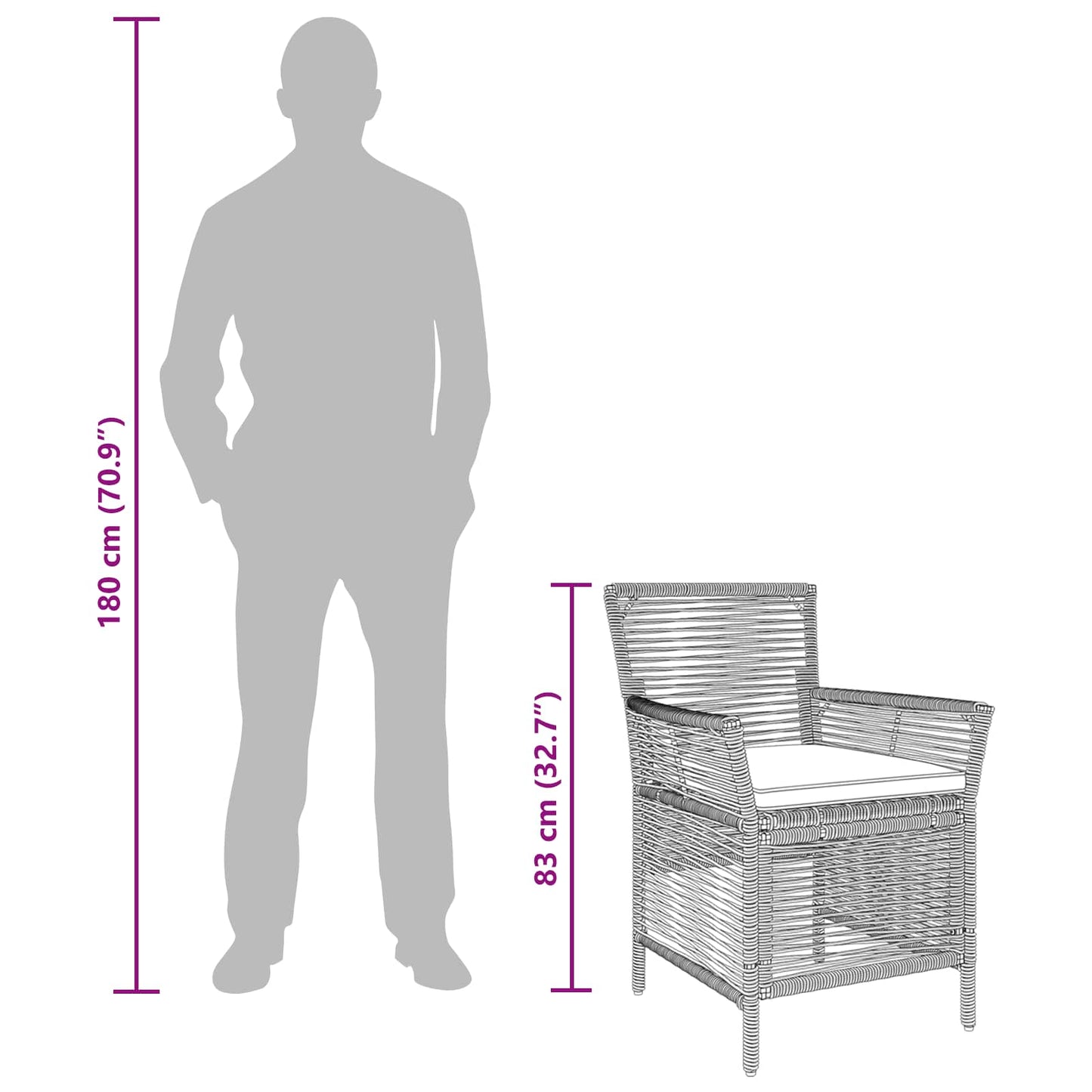 Gartenstuhl 2 Stk. Grau und Dunkelgrau Poly-Rattan