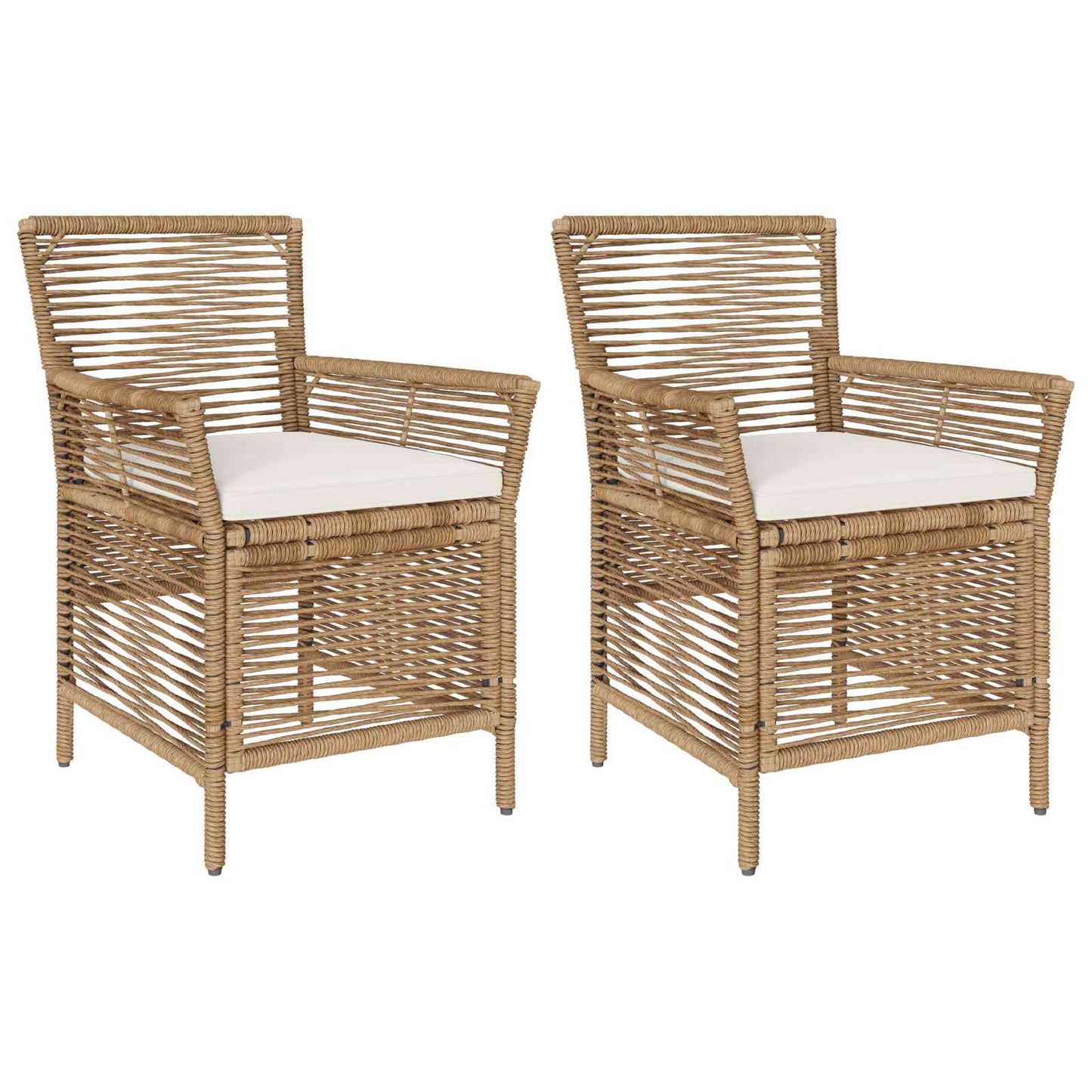 Gartenstuhl 2 Stk. Beige und Creme Poly-Rattan