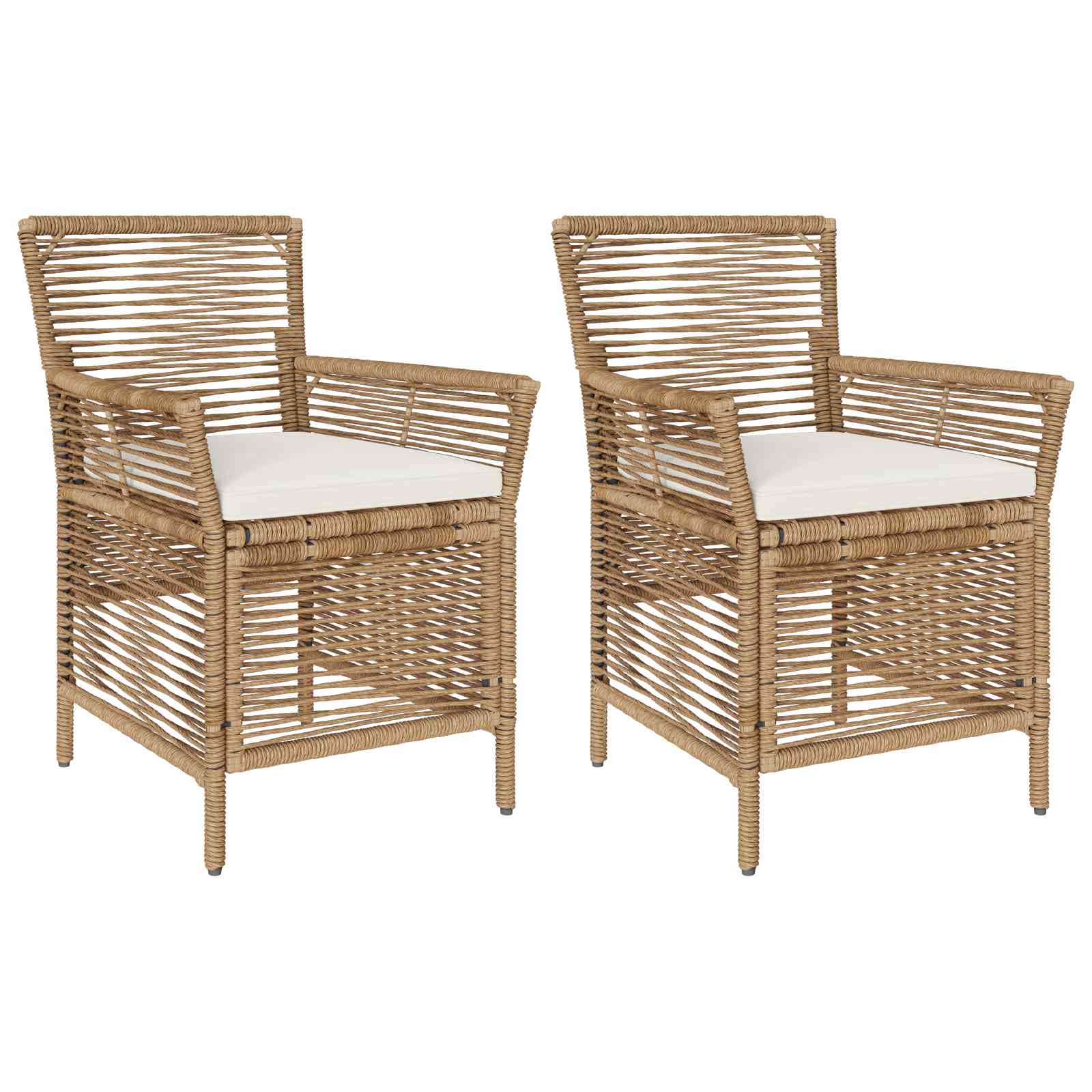 Gartenstuhl 2 Stk. Beige und Creme Poly-Rattan
