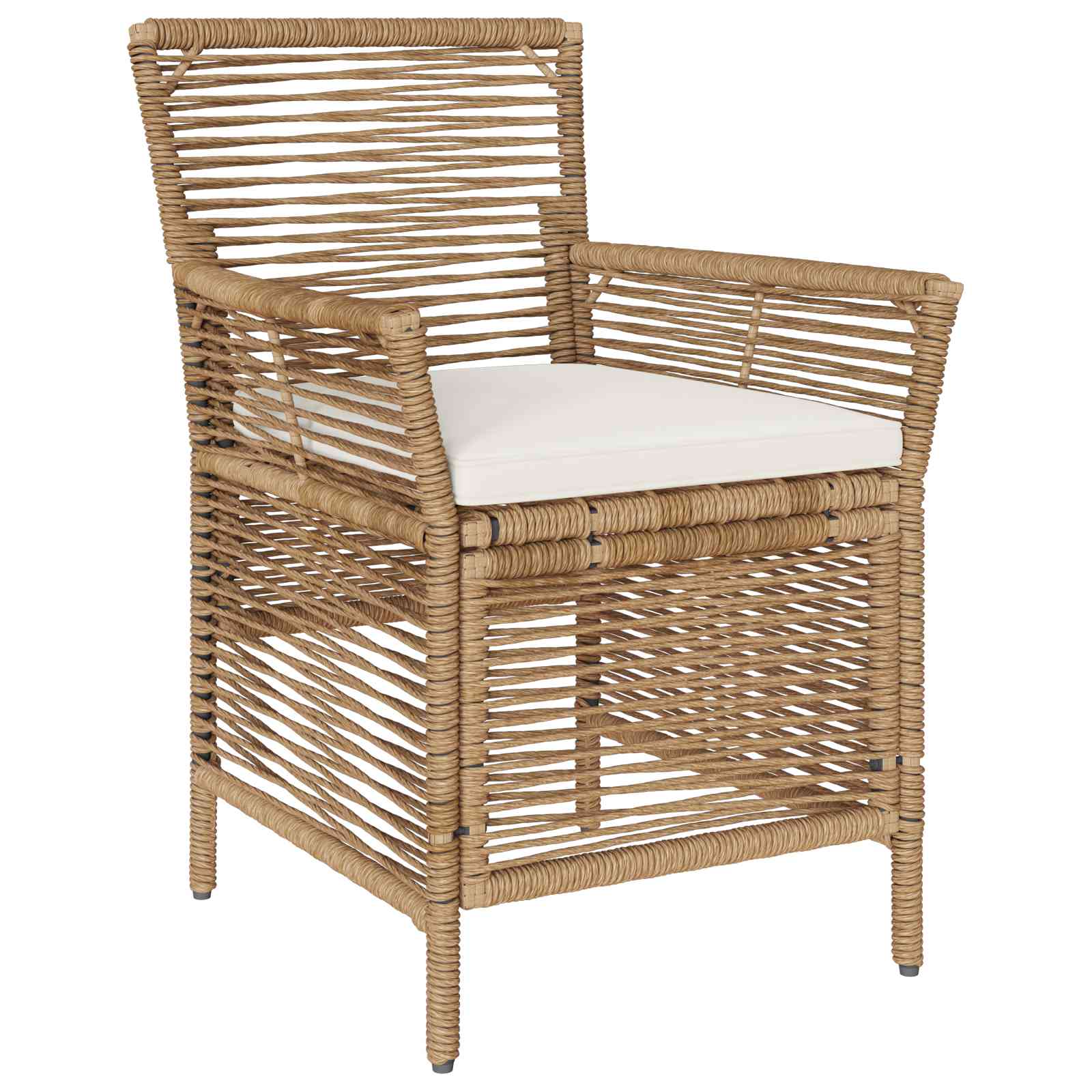 Gartenstuhl 2 Stk. Beige und Creme Poly-Rattan