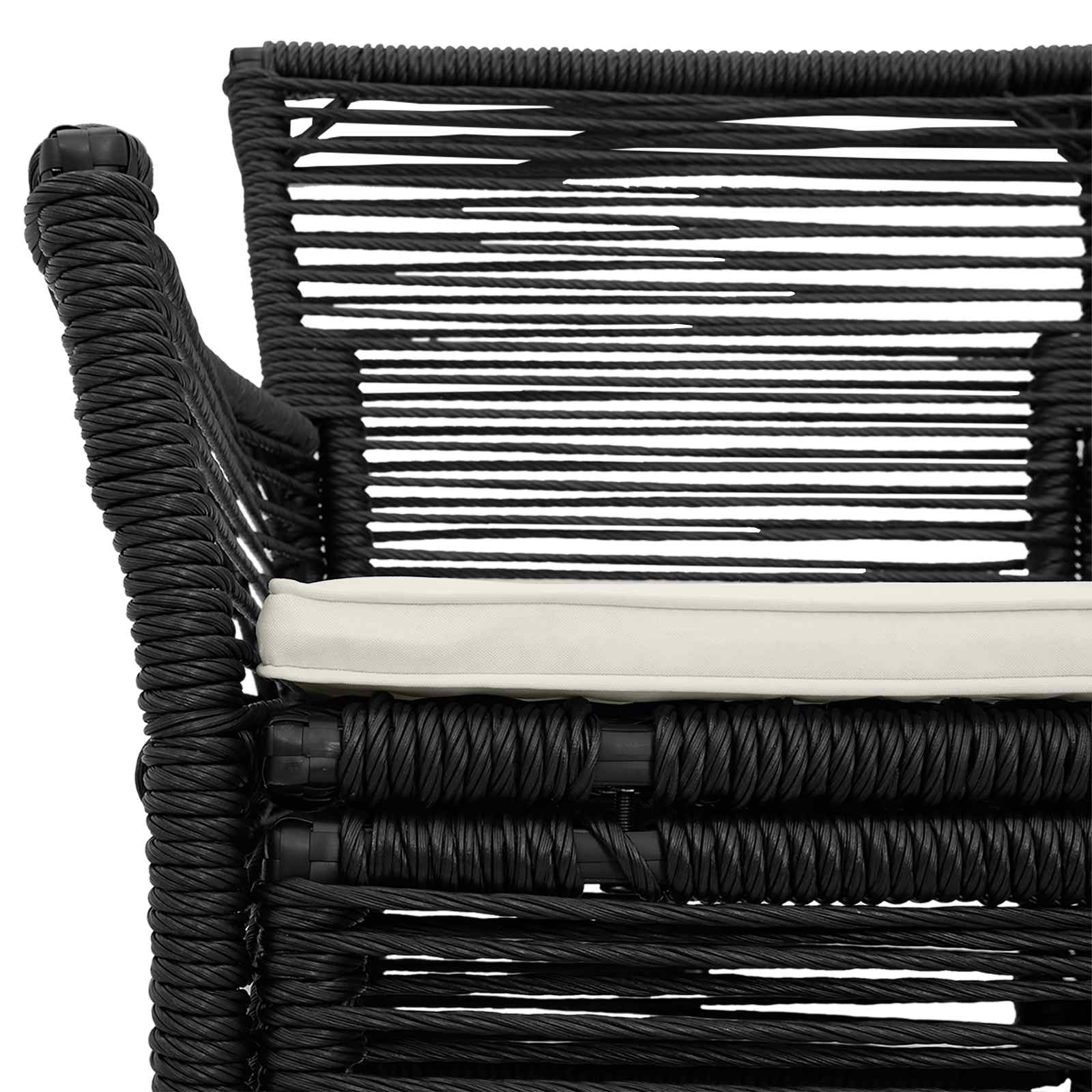 Gartenstuhl 4 Stk. Schwarz und Creme Poly-Rattan