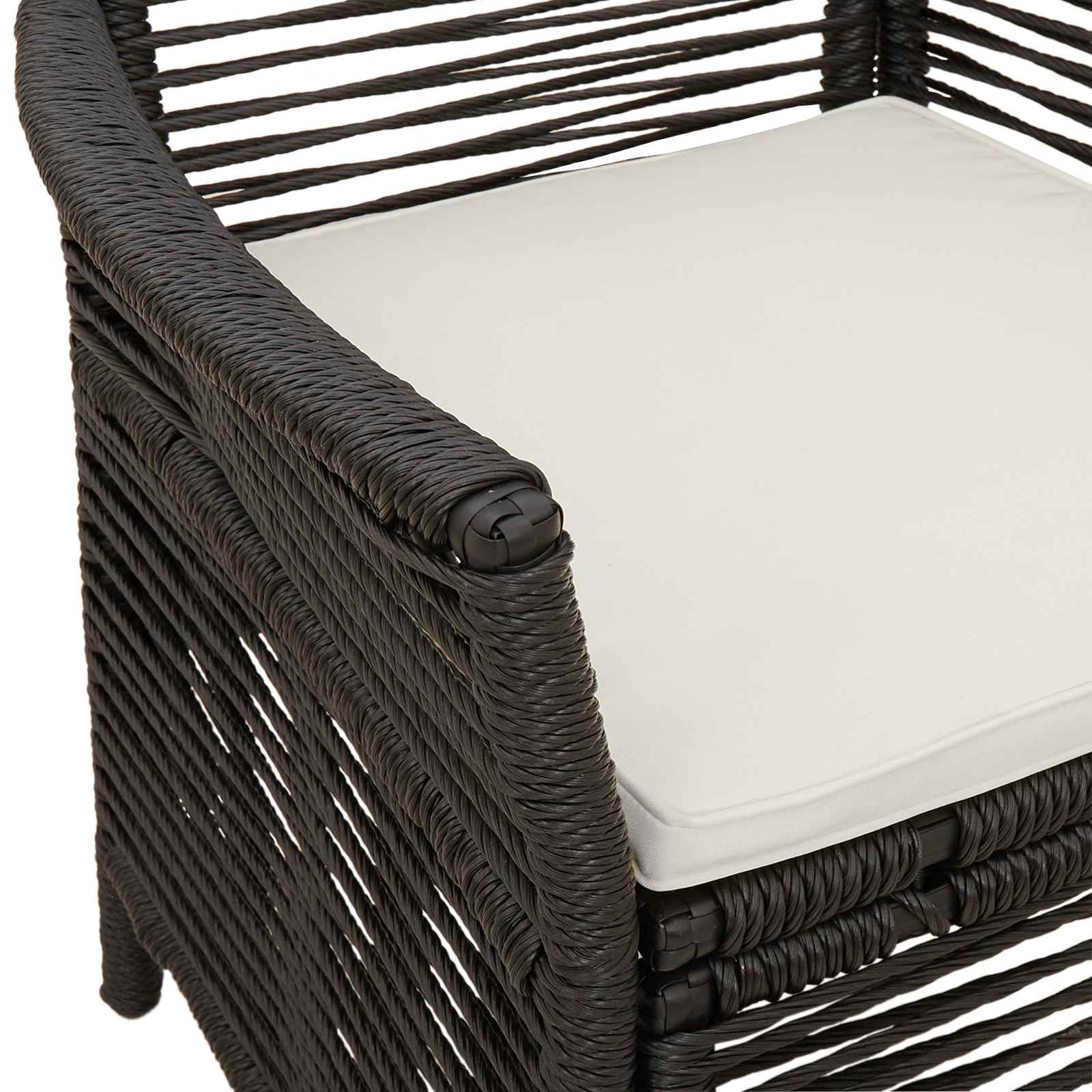 Gartenstuhl 4 Stk. Schwarz und Creme Poly-Rattan