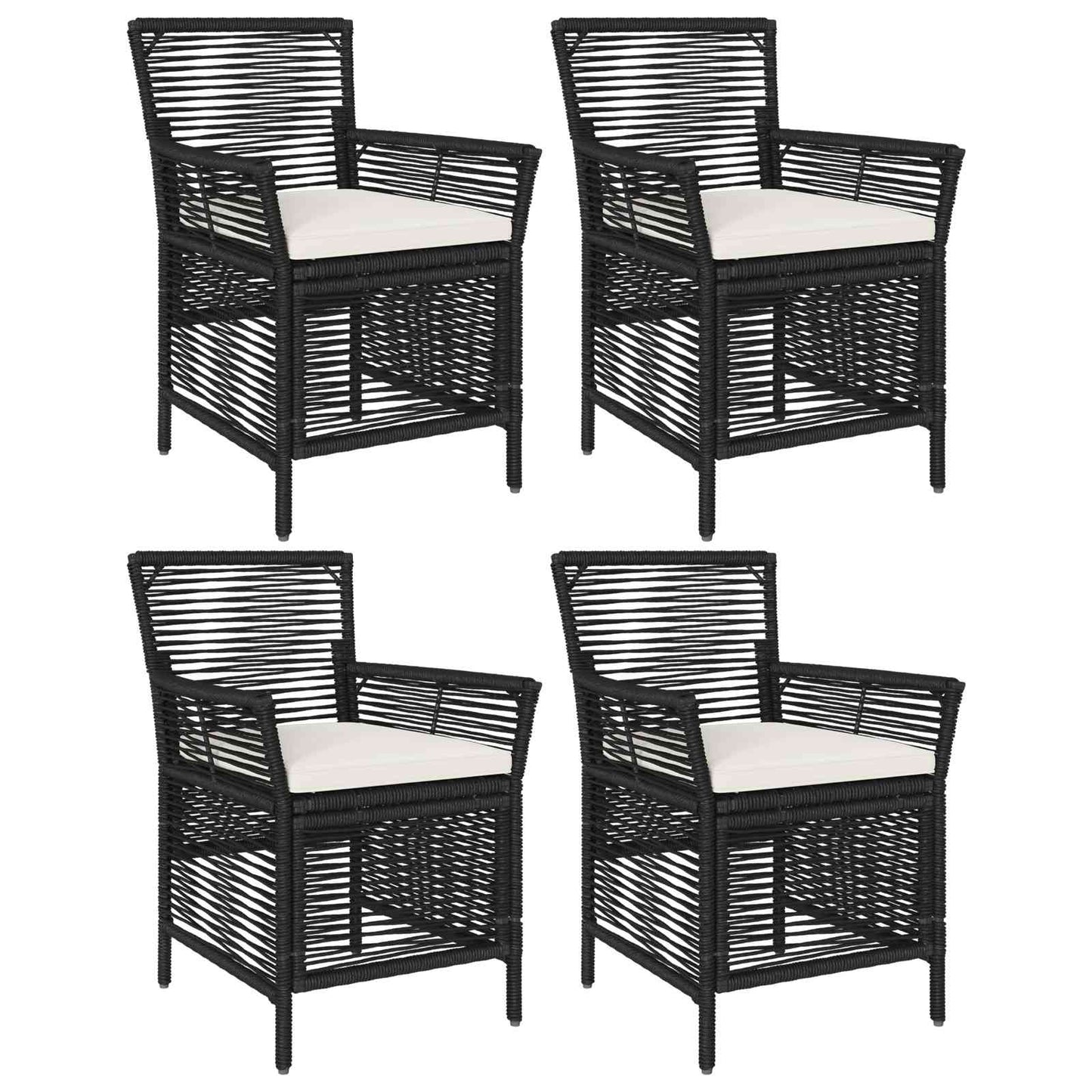 Gartenstuhl 4 Stk. Schwarz und Creme Poly-Rattan