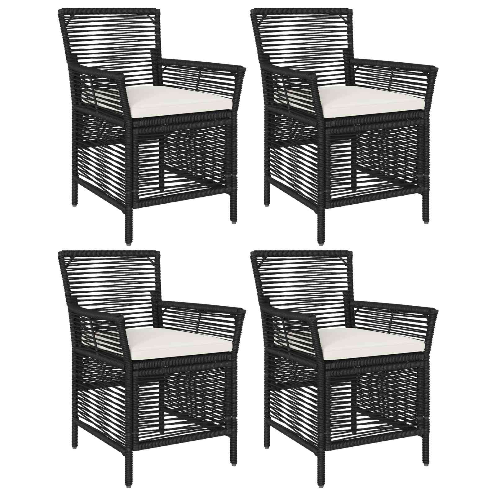 Gartenstuhl 4 stk. Schwarz und Creme Poly-Rattan