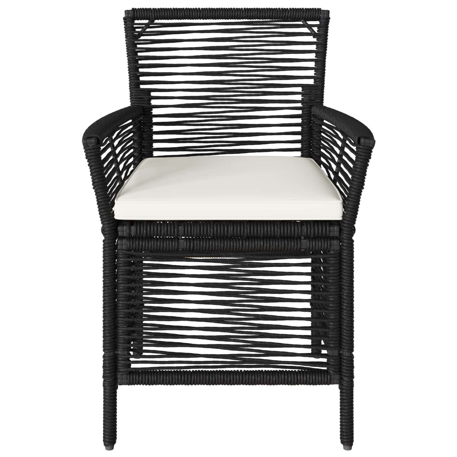 Gartenstuhl 4 Stk. Schwarz und Creme Poly-Rattan