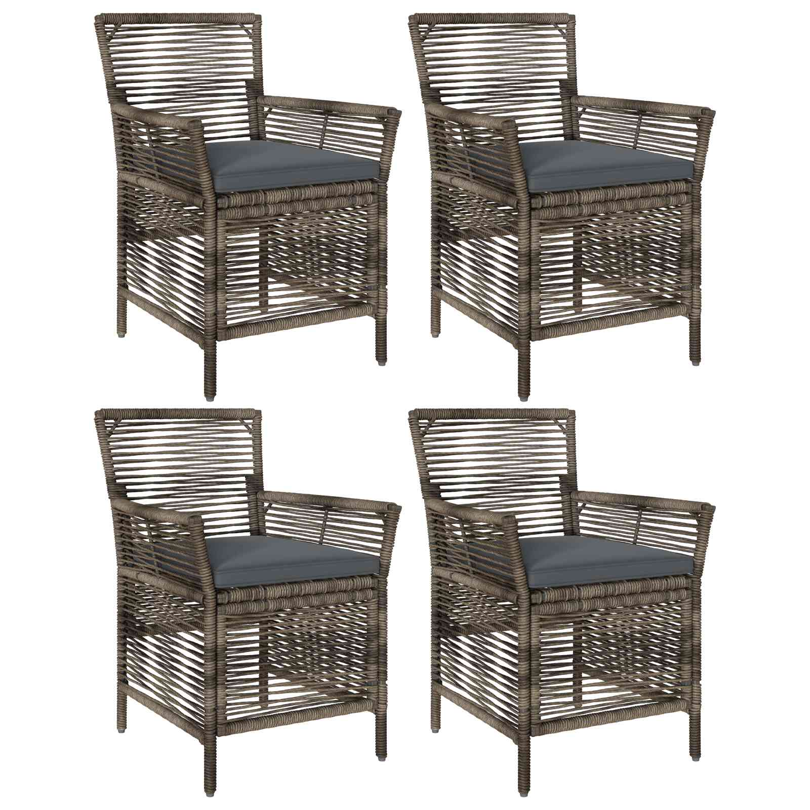 Gartenstuhl 4 Stk. Grau und Dunkelgrau Poly-Rattan