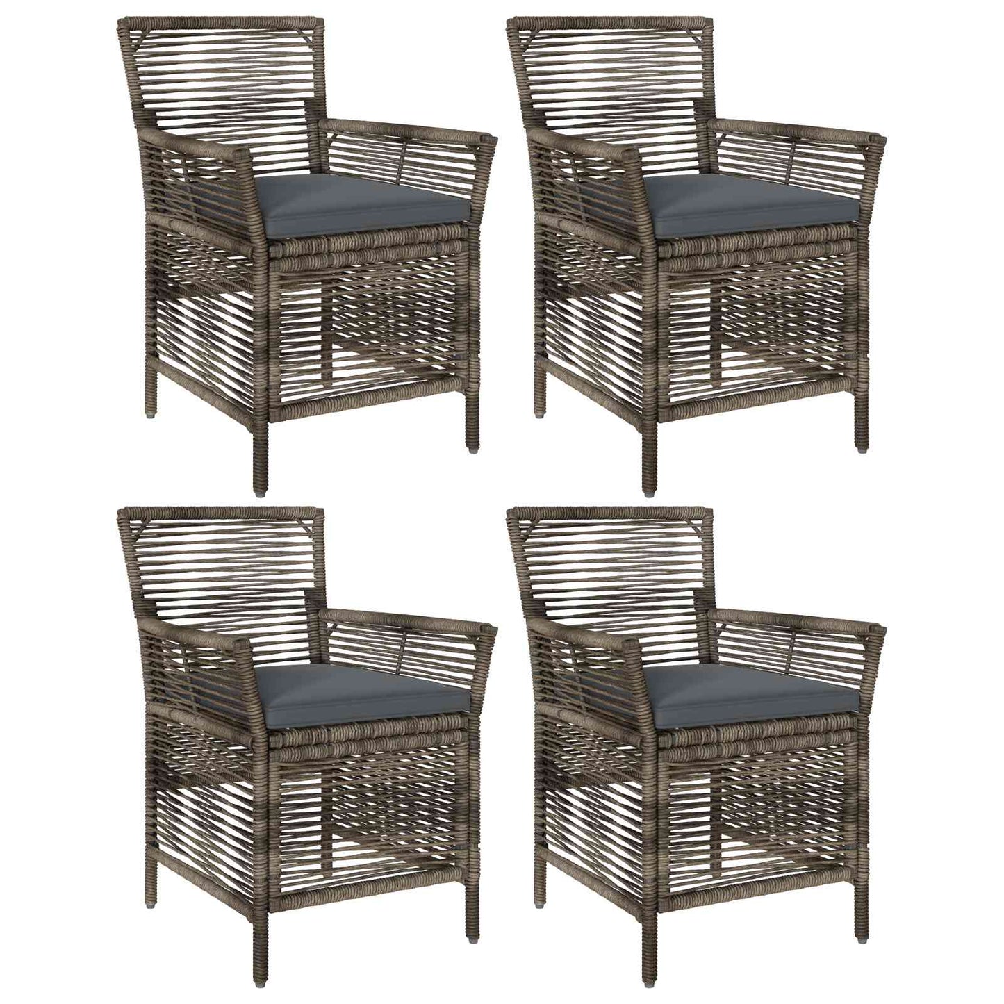 Gartenstuhl 4 stk. Grau und Dunkelgrau Poly-Rattan