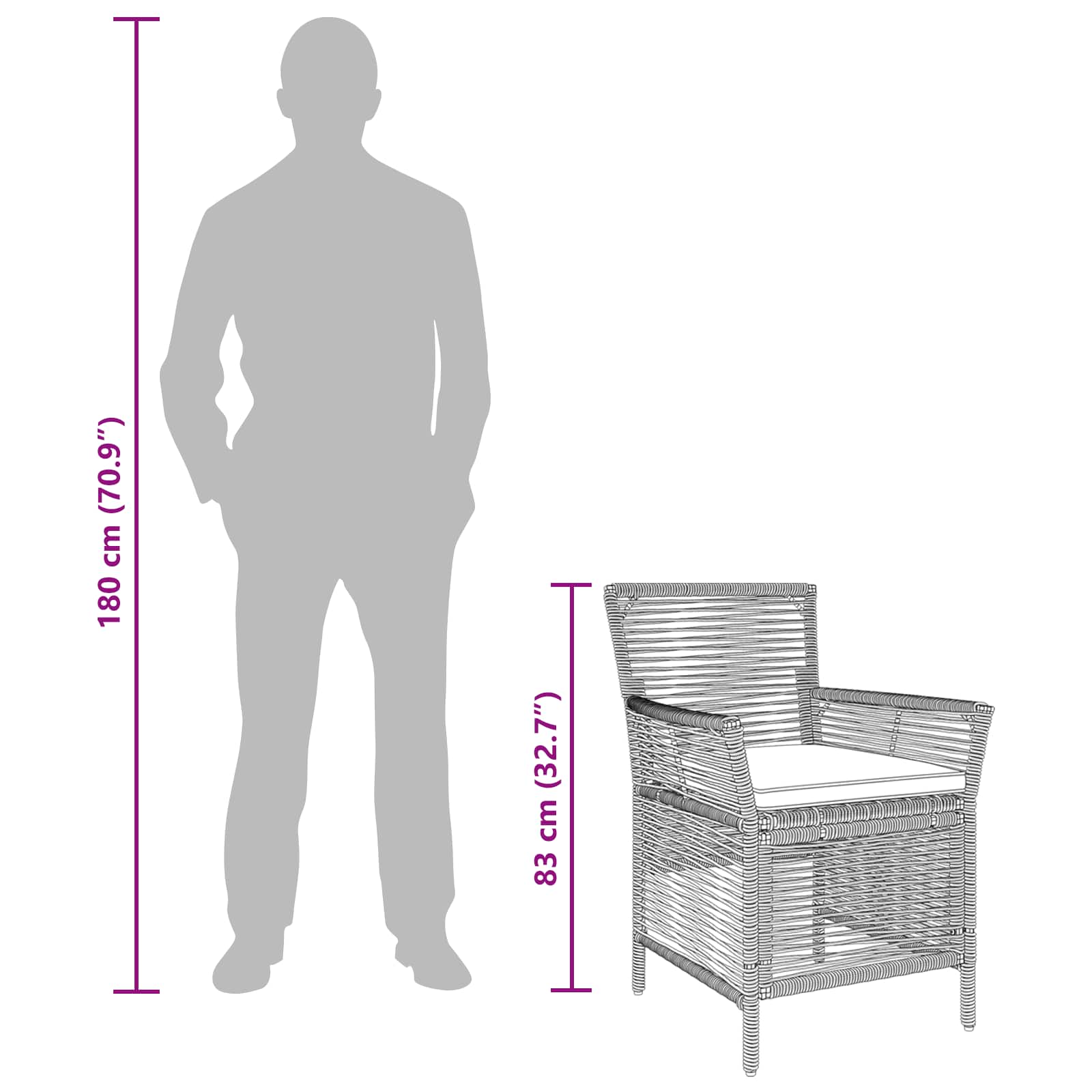 Gartenstuhl 4 Stk. Grau und Dunkelgrau Poly-Rattan